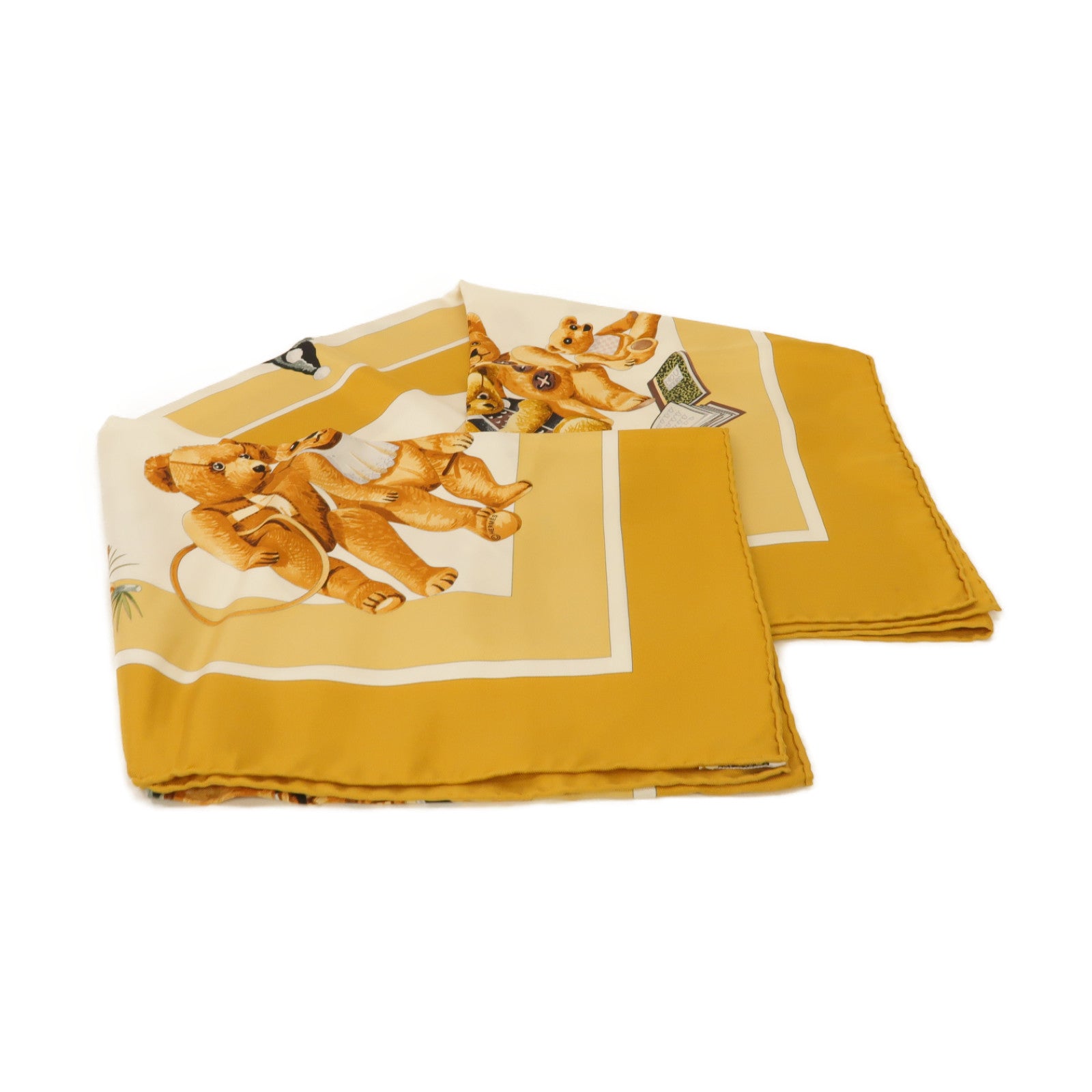 HERMES 【激減優惠】絲質Scarf絲巾棕色/白色