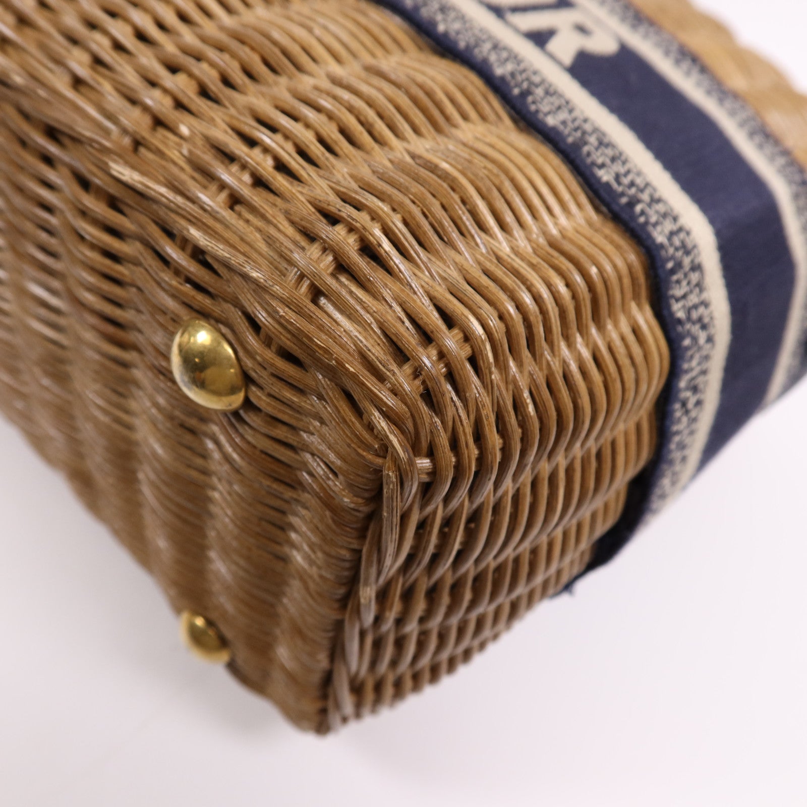 Dior 帆布/藤料Wicker金扣手挽肩背兩用袋