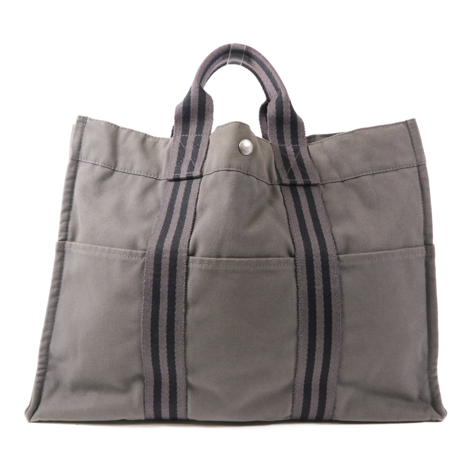HERMES 【激減優惠】帆布Classic Hang Bag銀扣手挽袋Gray