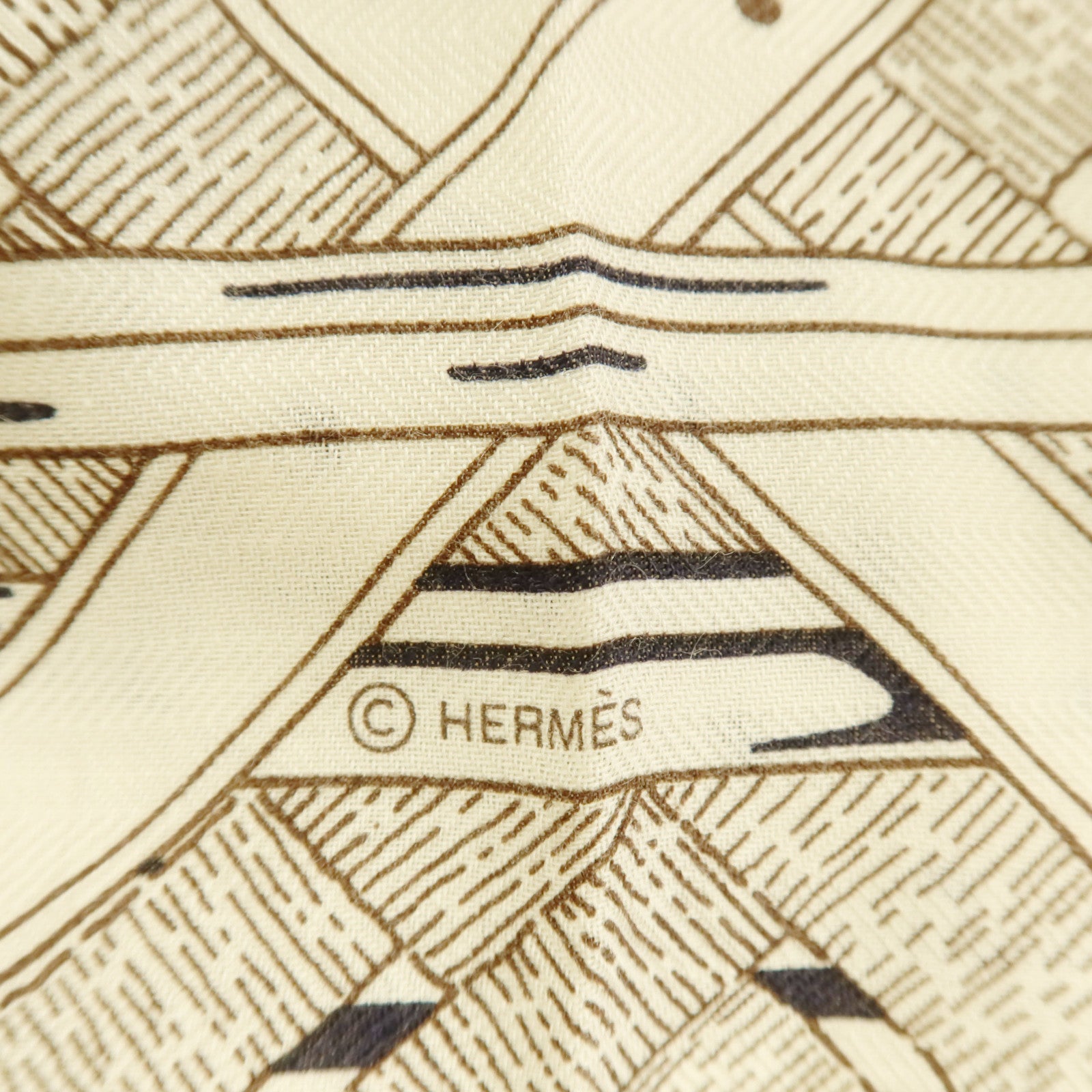 HERMES 羊絨/絲質Tatouages Marins Bandana Shawl 140x140cm絲巾