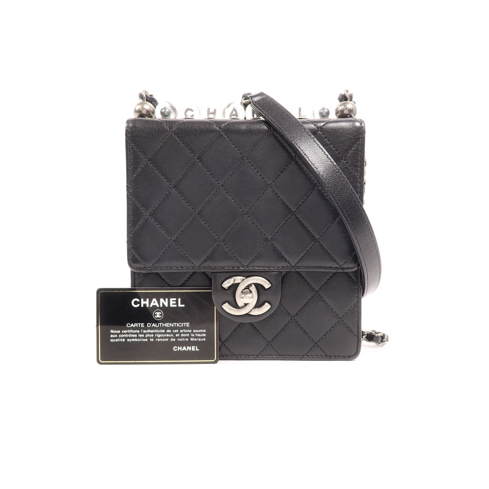 CHANEL 牛皮皮革Matelasse Pearl Chain Bag鏈帶肩背袋