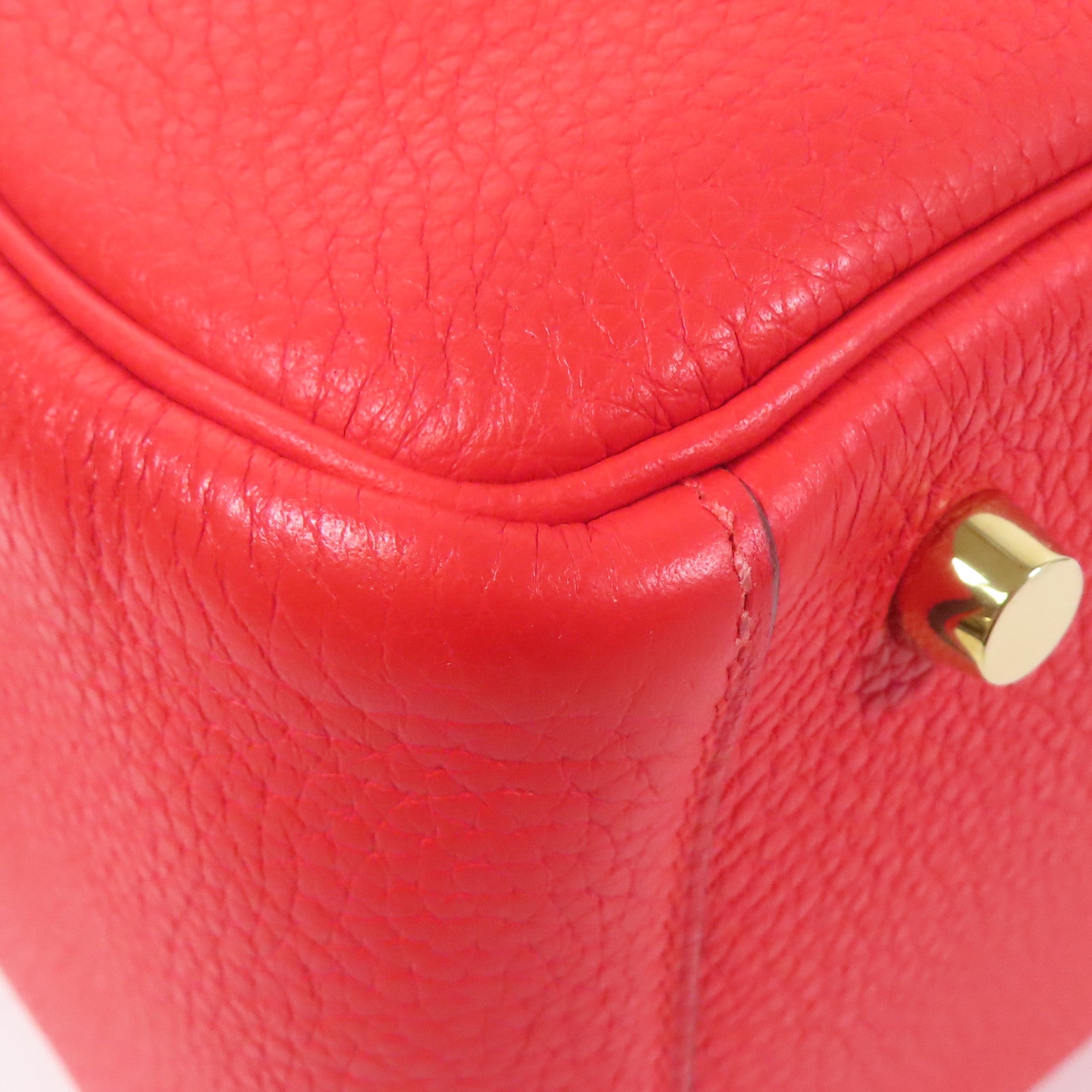 HERMES Clemence皮革Lindy 26金扣手挽肩背兩用袋Rouge Tomate