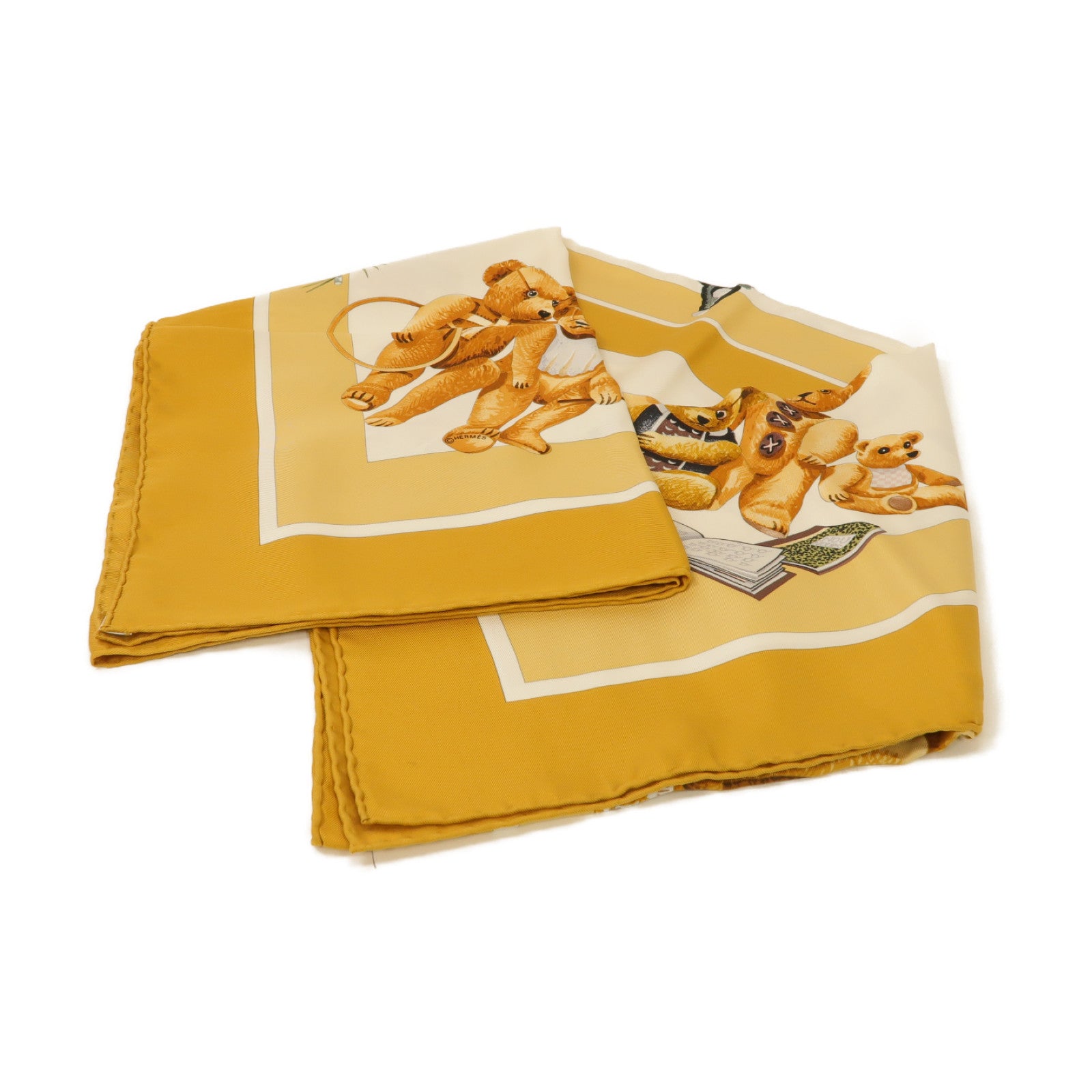 HERMES 【激減優惠】絲質Scarf絲巾棕色/白色