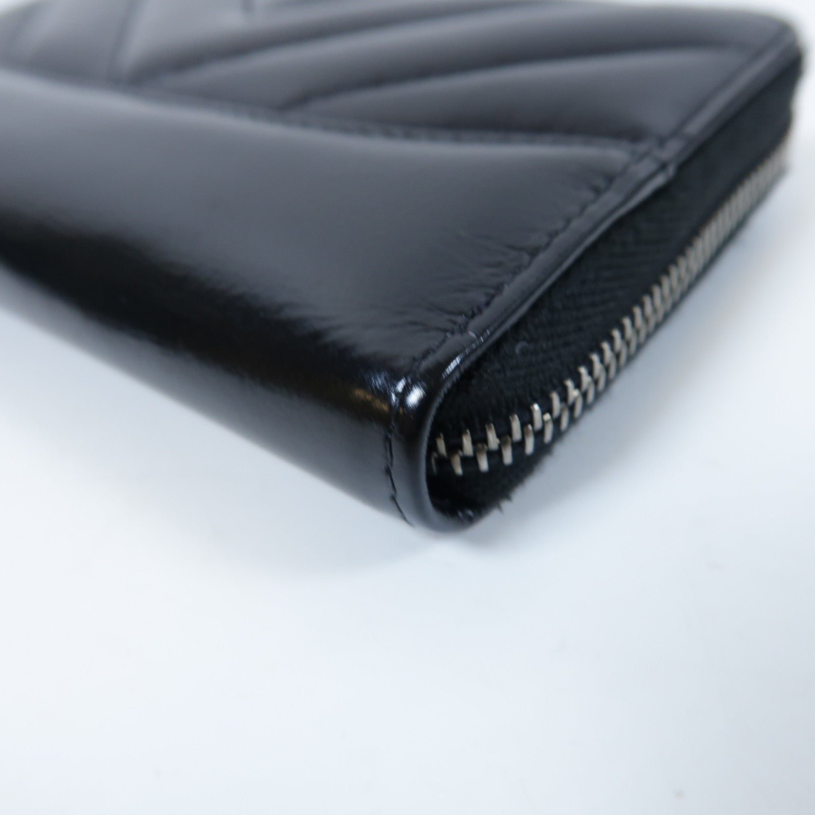 CHANEL 【激減優惠】斜紋牛皮皮革Zipper Wallet金扣拉鍊錢包黑色