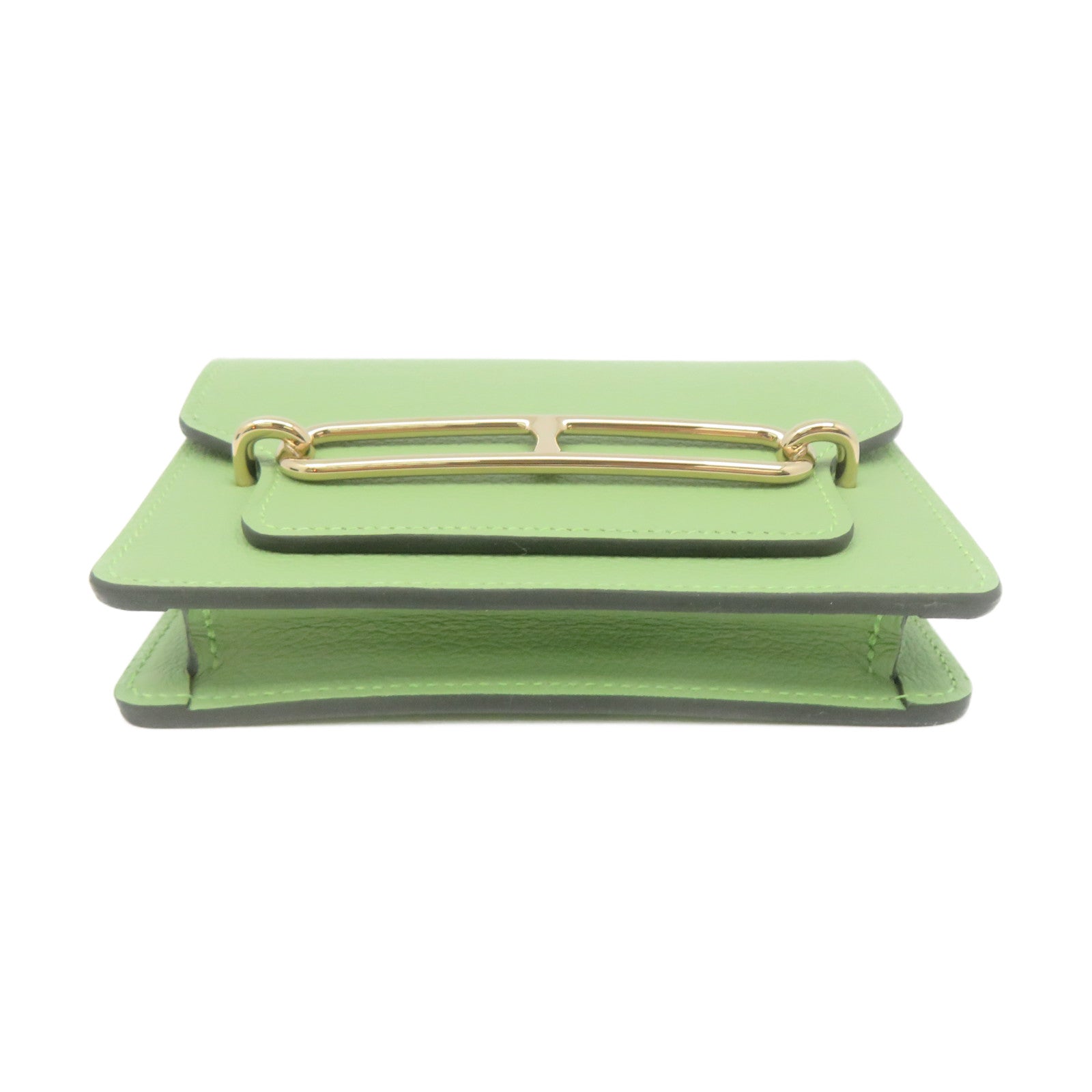 HERMES 【激減優惠】Evercolour皮革Roulis Slim Wallet金扣短錢包Vert Criquet淺綠色