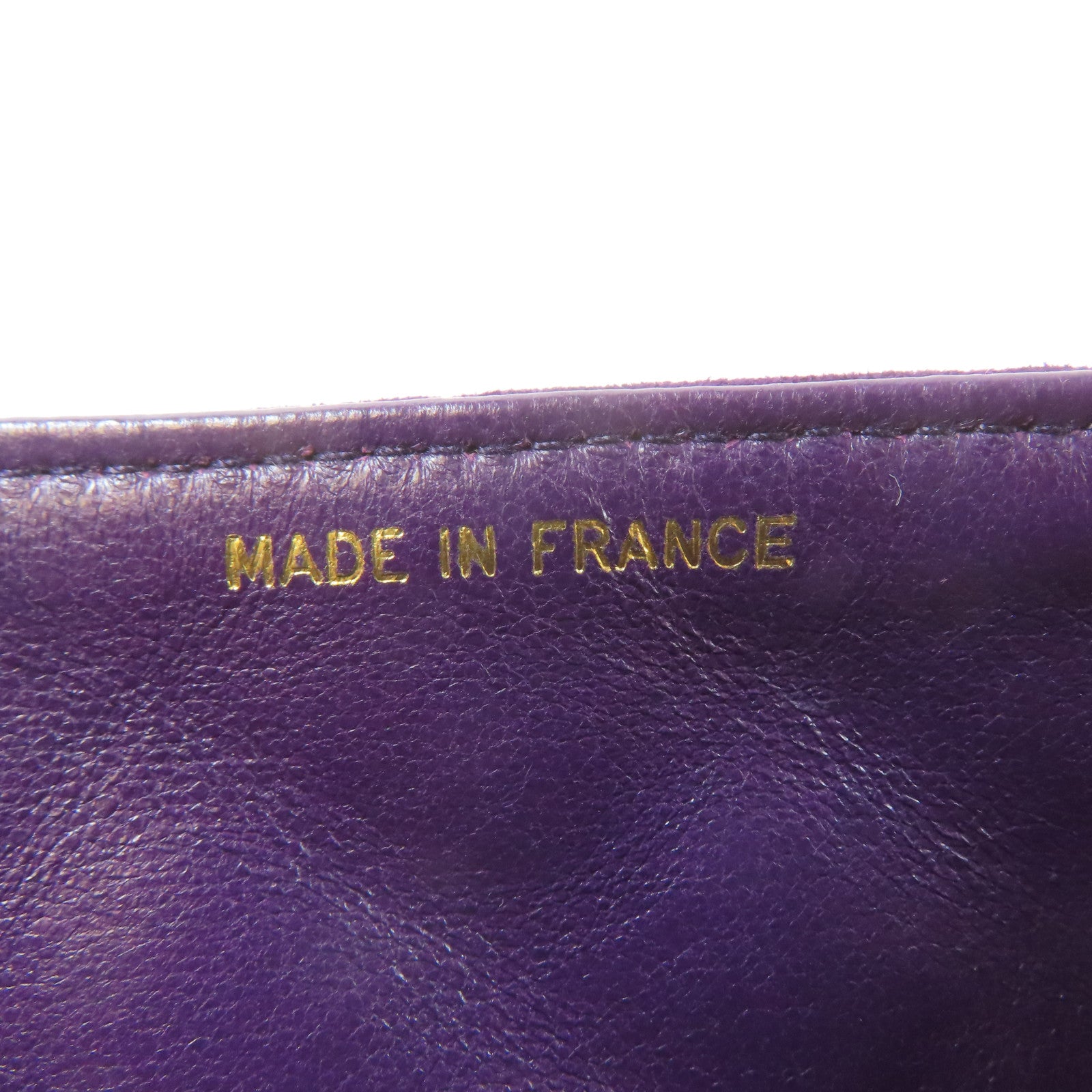 CHANEL 菱格絨布Chain Shoulder Bag金扣鏈帶肩背袋紫色
