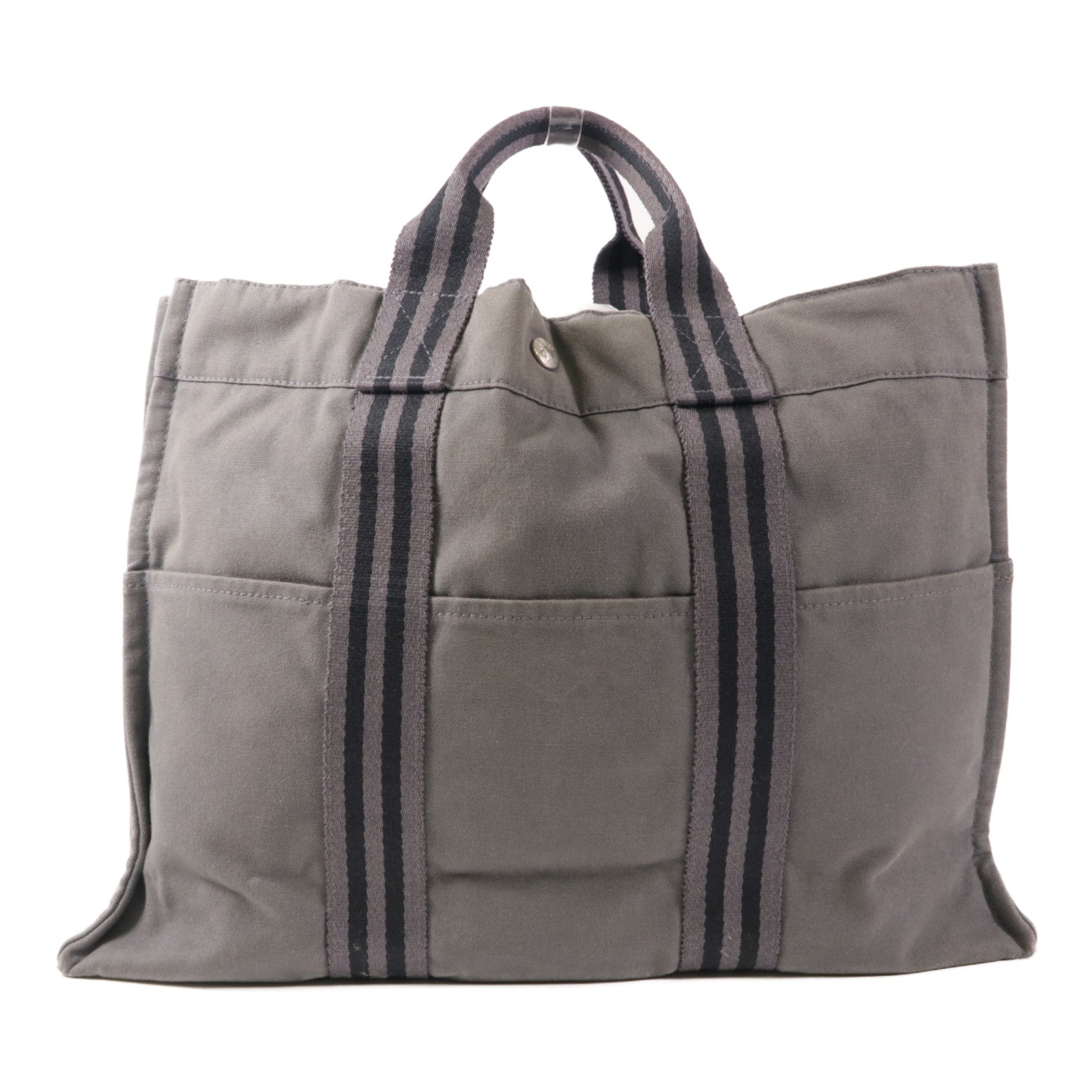 HERMES 【激減優惠】帆布Classic Hang Bag銀扣手挽袋Gray
