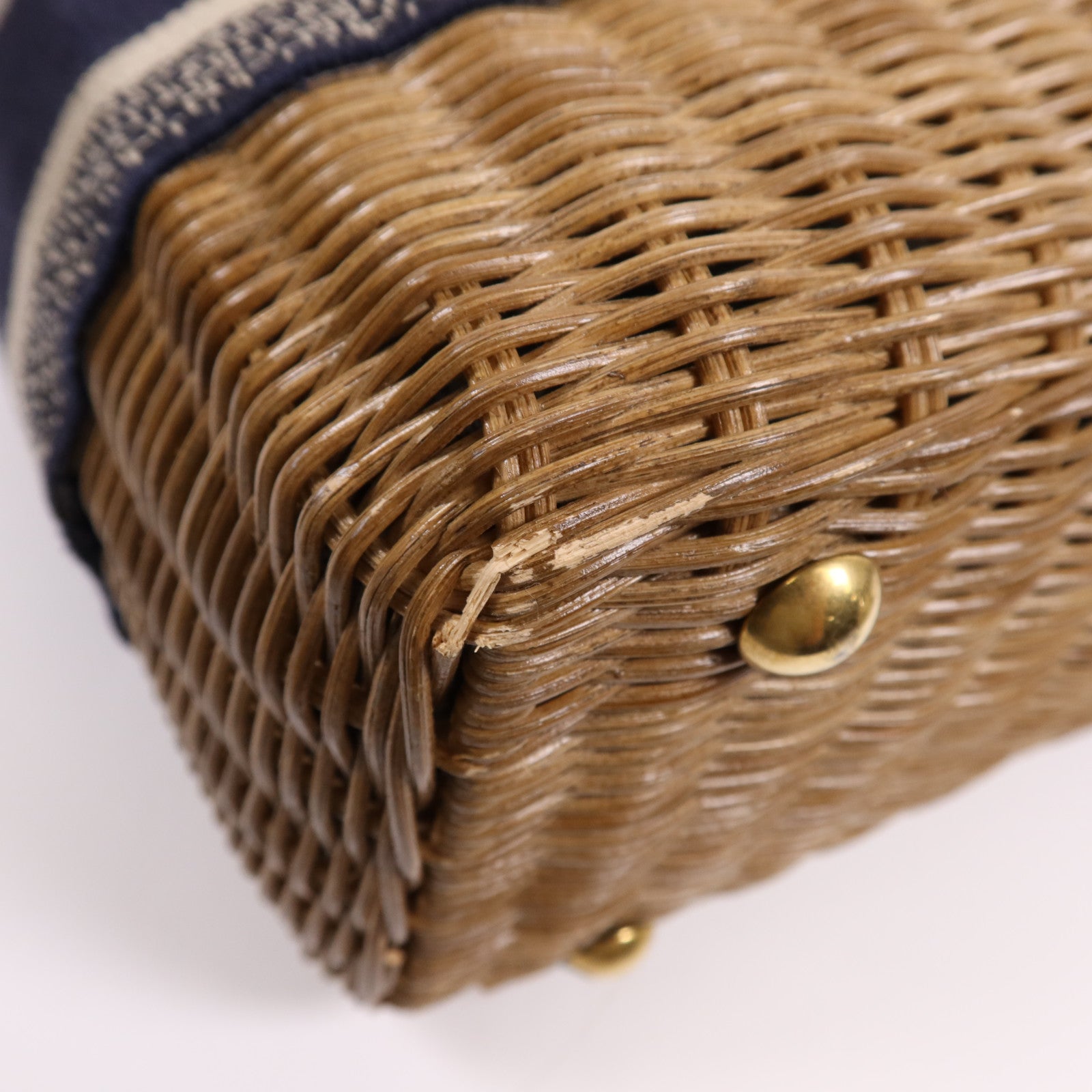 Dior 帆布/藤料Wicker金扣手挽肩背兩用袋