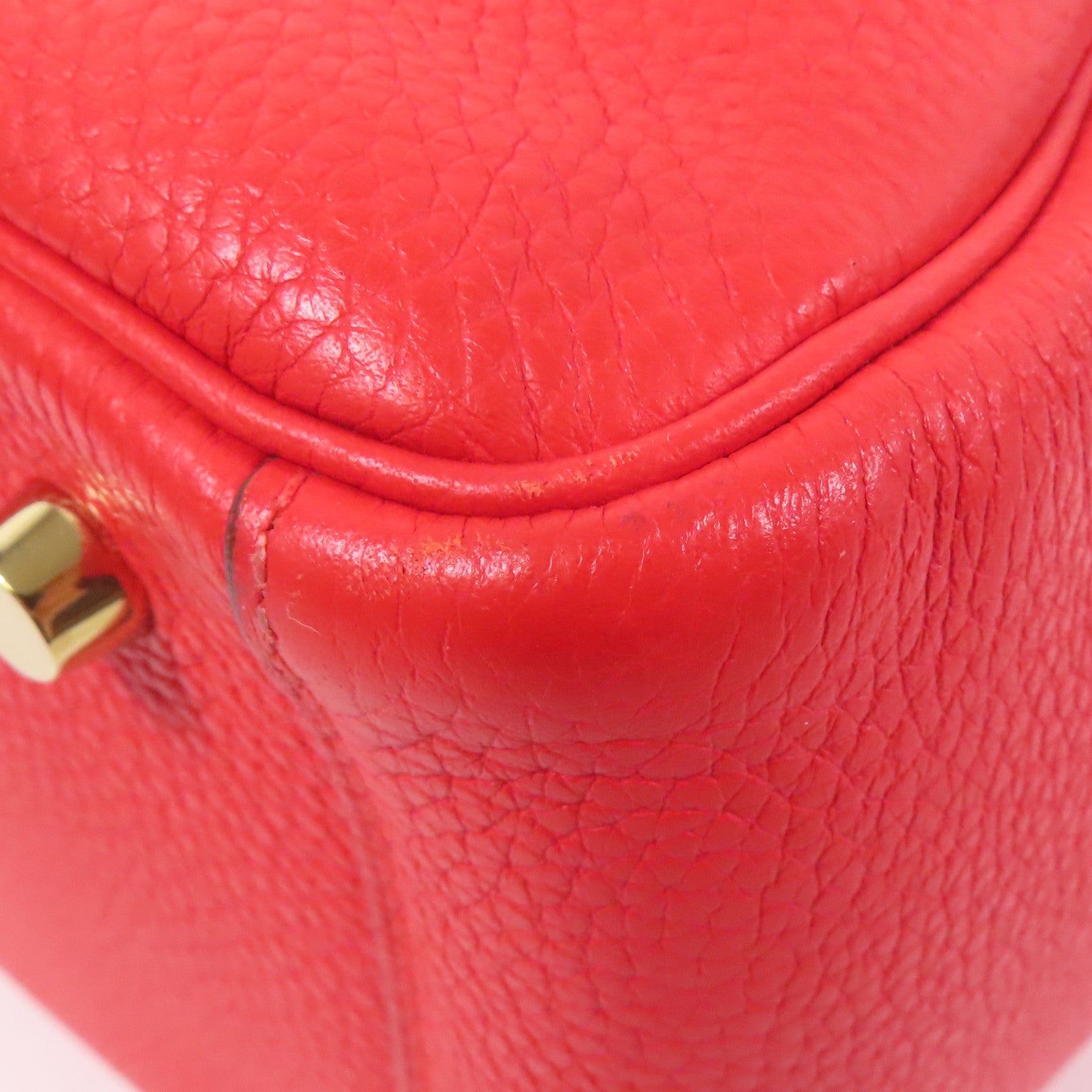 HERMES Clemence皮革Lindy 26金扣手挽肩背兩用袋Rouge Tomate