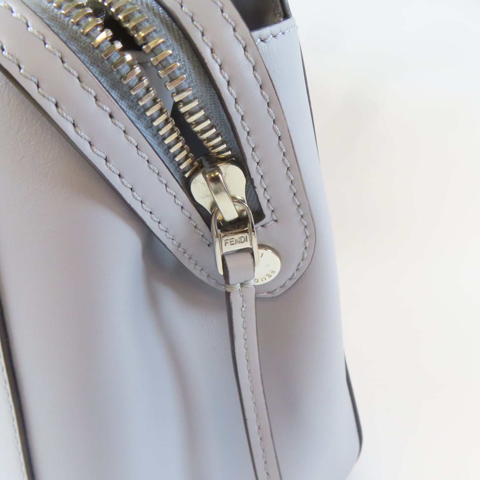 FENDI 【激減優惠】牛皮皮革Dotcom銀扣手挽肩背兩用袋灰色