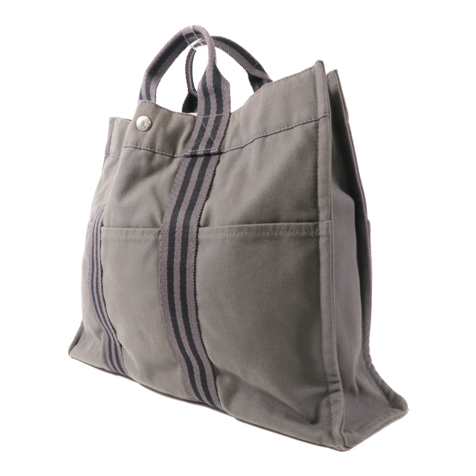HERMES 帆布Classic Hang Bag銀扣手挽袋Gray