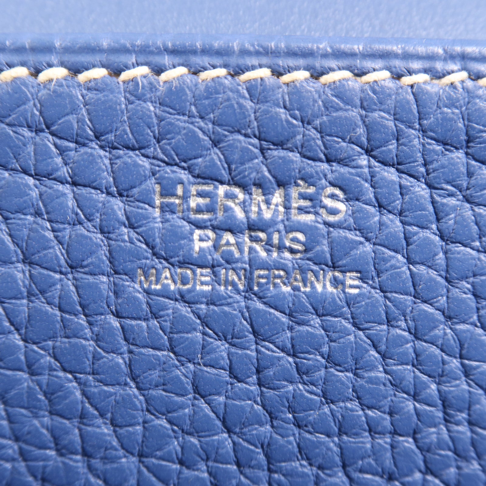 HERMES Clemence皮革 Halzan 31銀扣手挽肩背兩用袋Bleu Agat