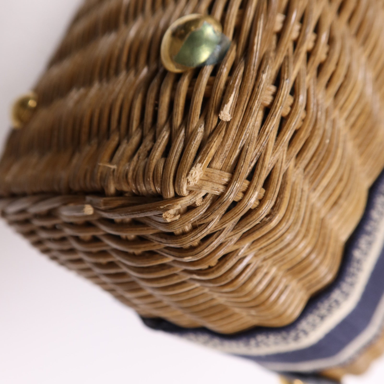 Dior 帆布/藤料Wicker金扣手挽肩背兩用袋