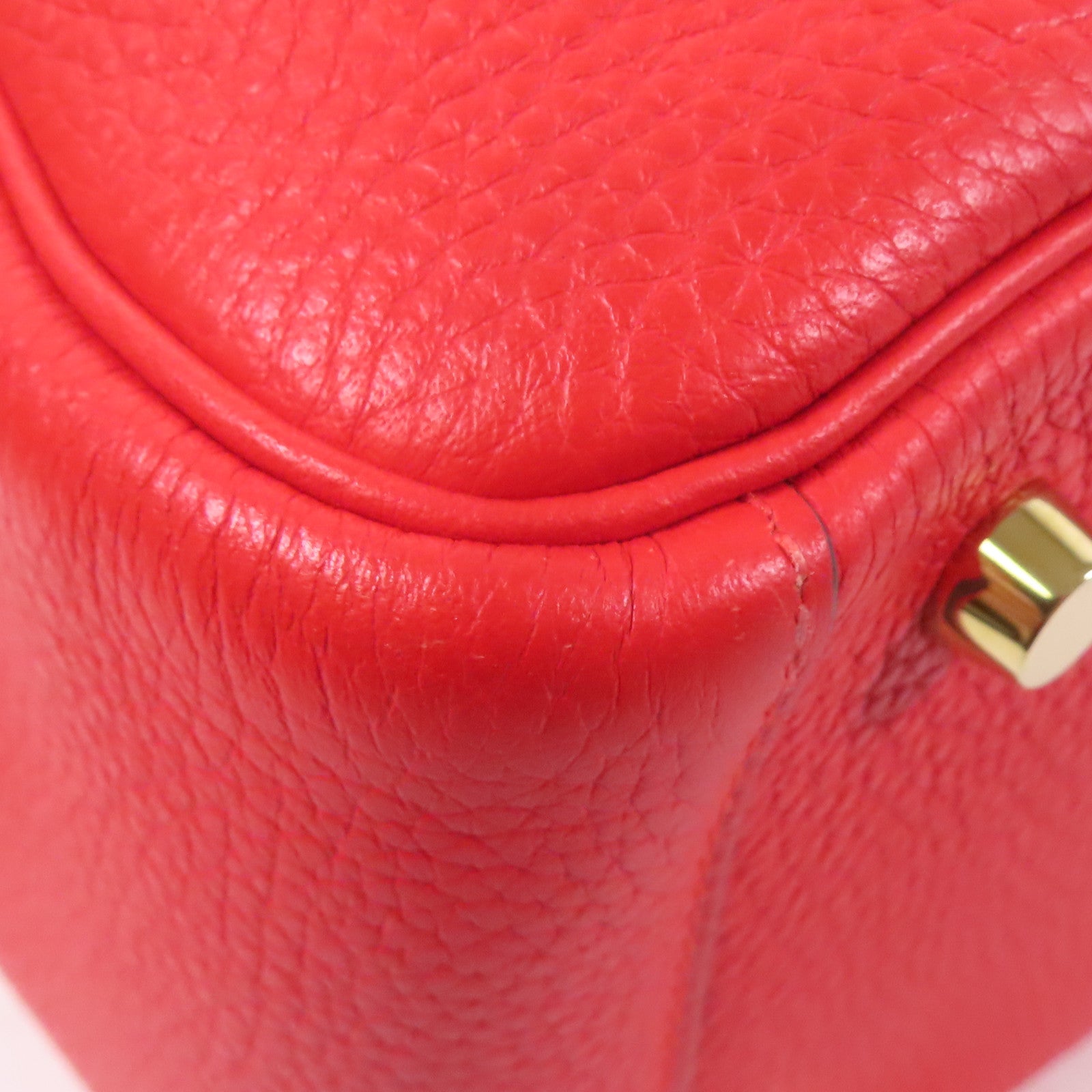 HERMES Clemence皮革Lindy 26金扣手挽肩背兩用袋Rouge Tomate