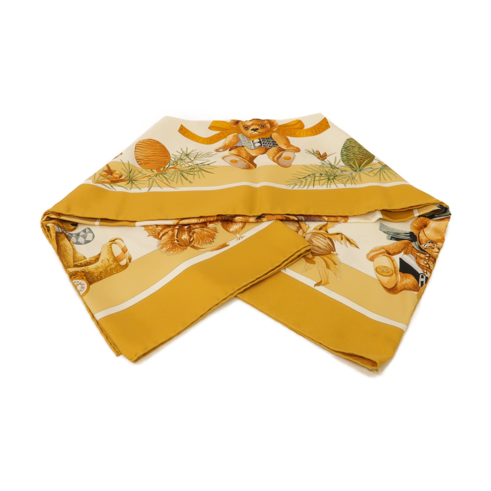 HERMES 【激減優惠】絲質Scarf絲巾棕色/白色