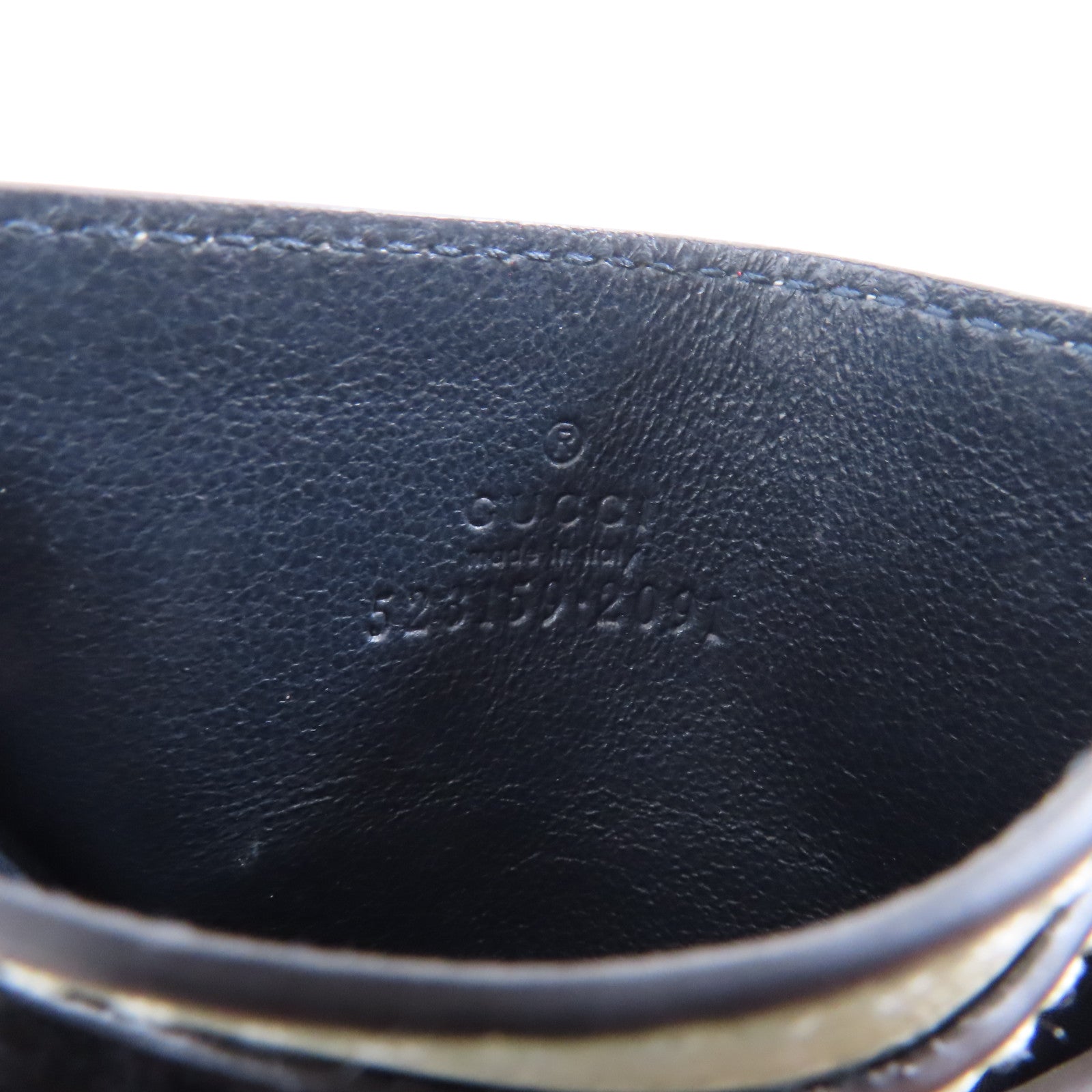 GUCCI 帆布/牛皮皮革Ophidia GG Card Case金扣卡片套白色/灰色
