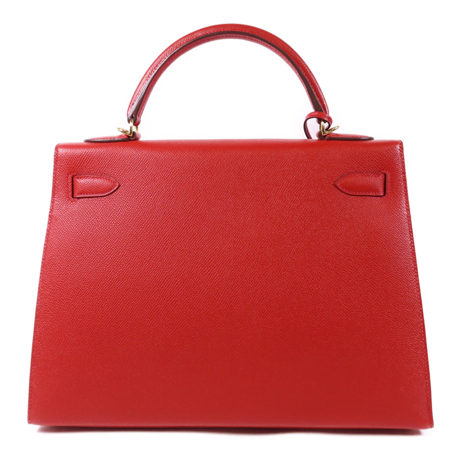 HERMES Epsom皮革Kelly 32金扣手挽肩背兩用袋Rouge Casaque