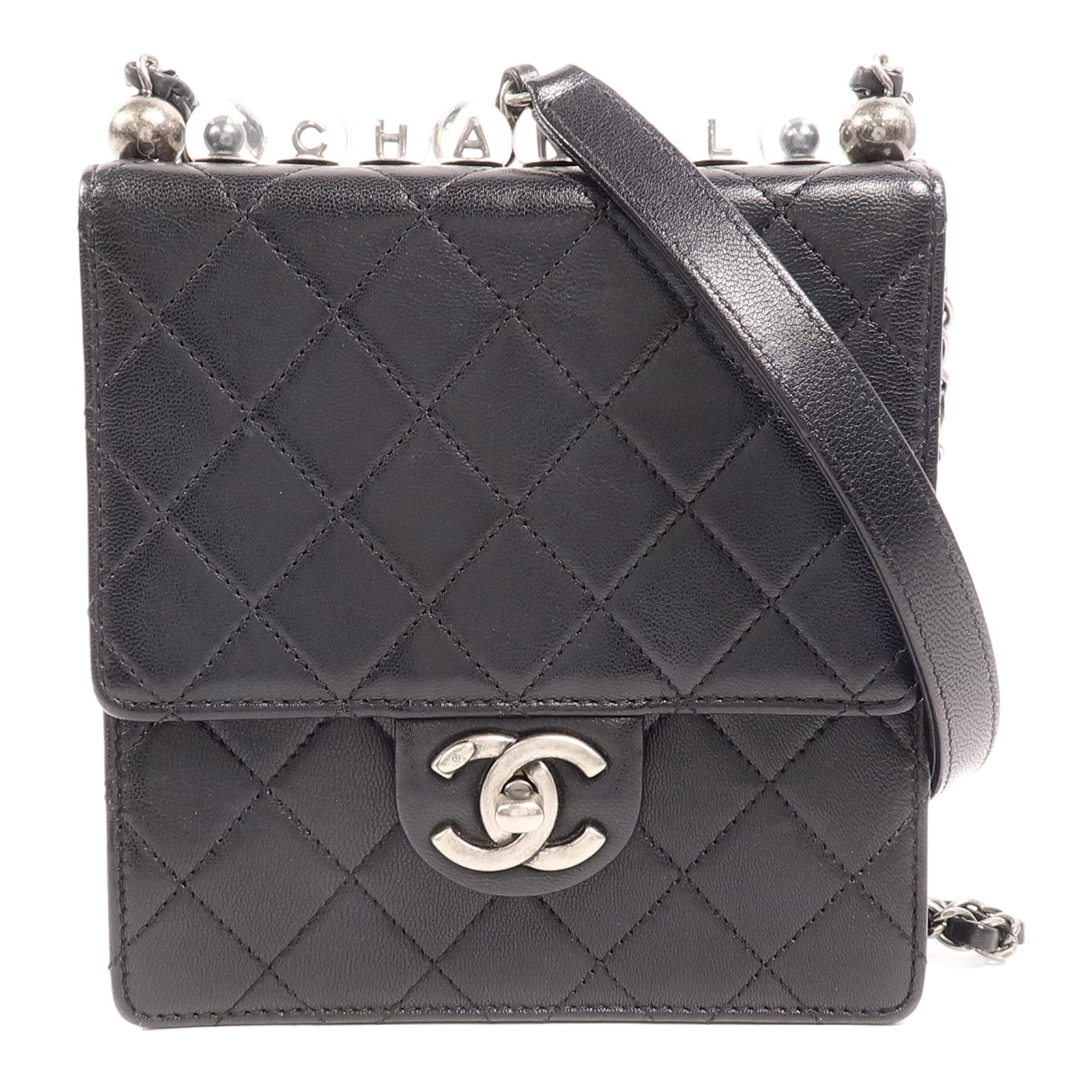 CHANEL 牛皮皮革Matelasse Pearl Chain Bag鏈帶肩背袋