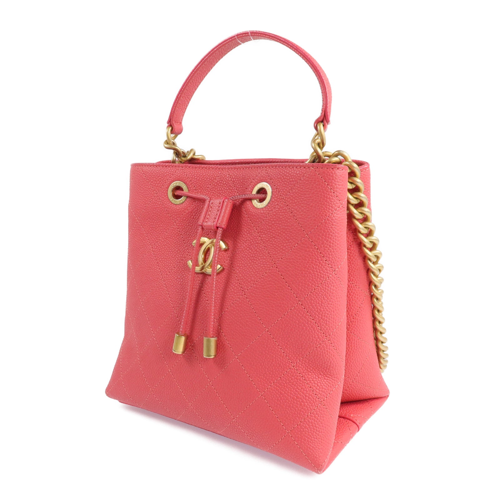 CHANEL 【激減優惠】牛皮皮革Bolsa CC Drawstring金扣手挽肩背兩用袋