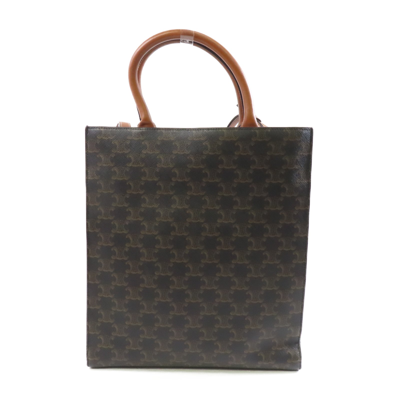 CELINE 塗層帆布Small Cabas Vertical Triomphe金扣肩背袋啡色