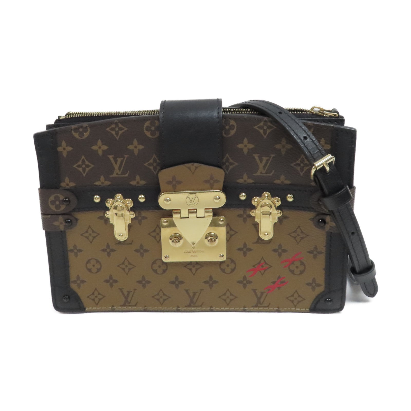 LOUIS VUITTON (PRICE DOWN) LV GHW Trunk Clutch Crossbody Bag Shoulder Monogram M43596 Brown