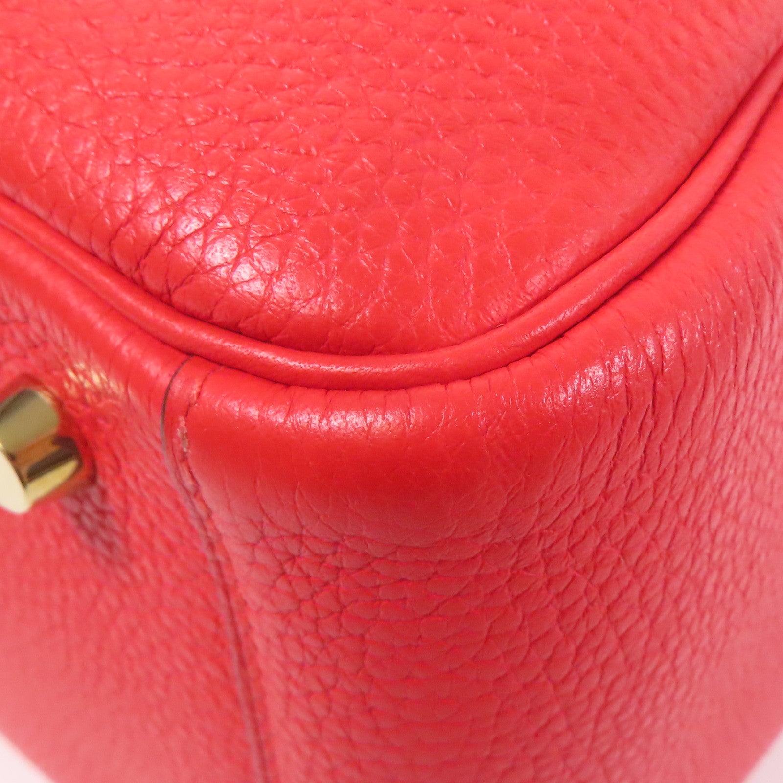 HERMES Clemence皮革Lindy 26金扣手挽肩背兩用袋Rouge Tomate