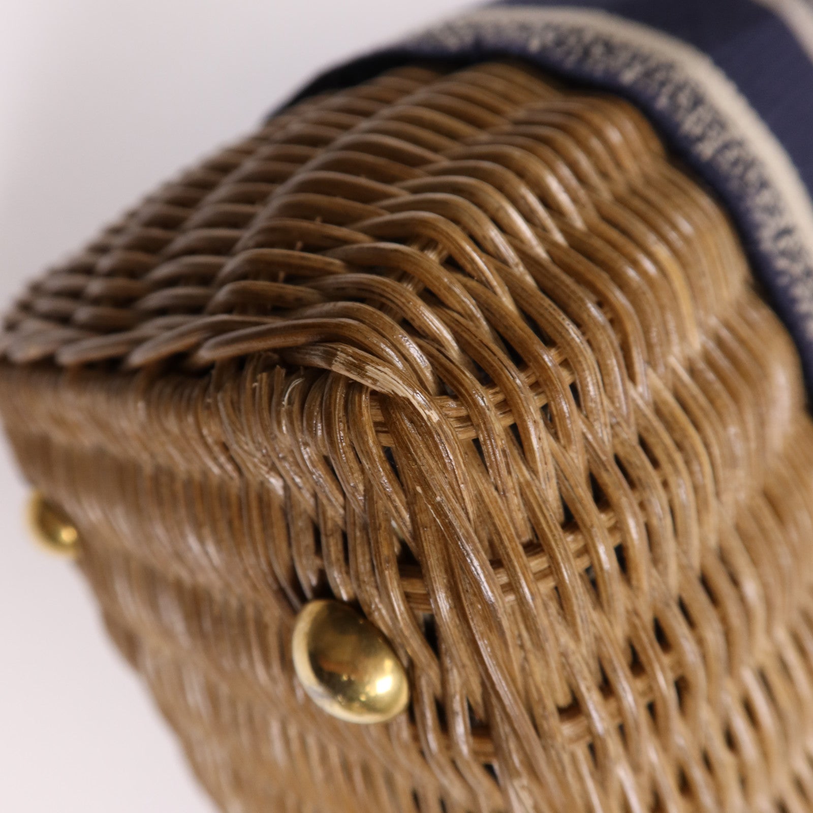 Dior 帆布/藤料Wicker金扣手挽肩背兩用袋