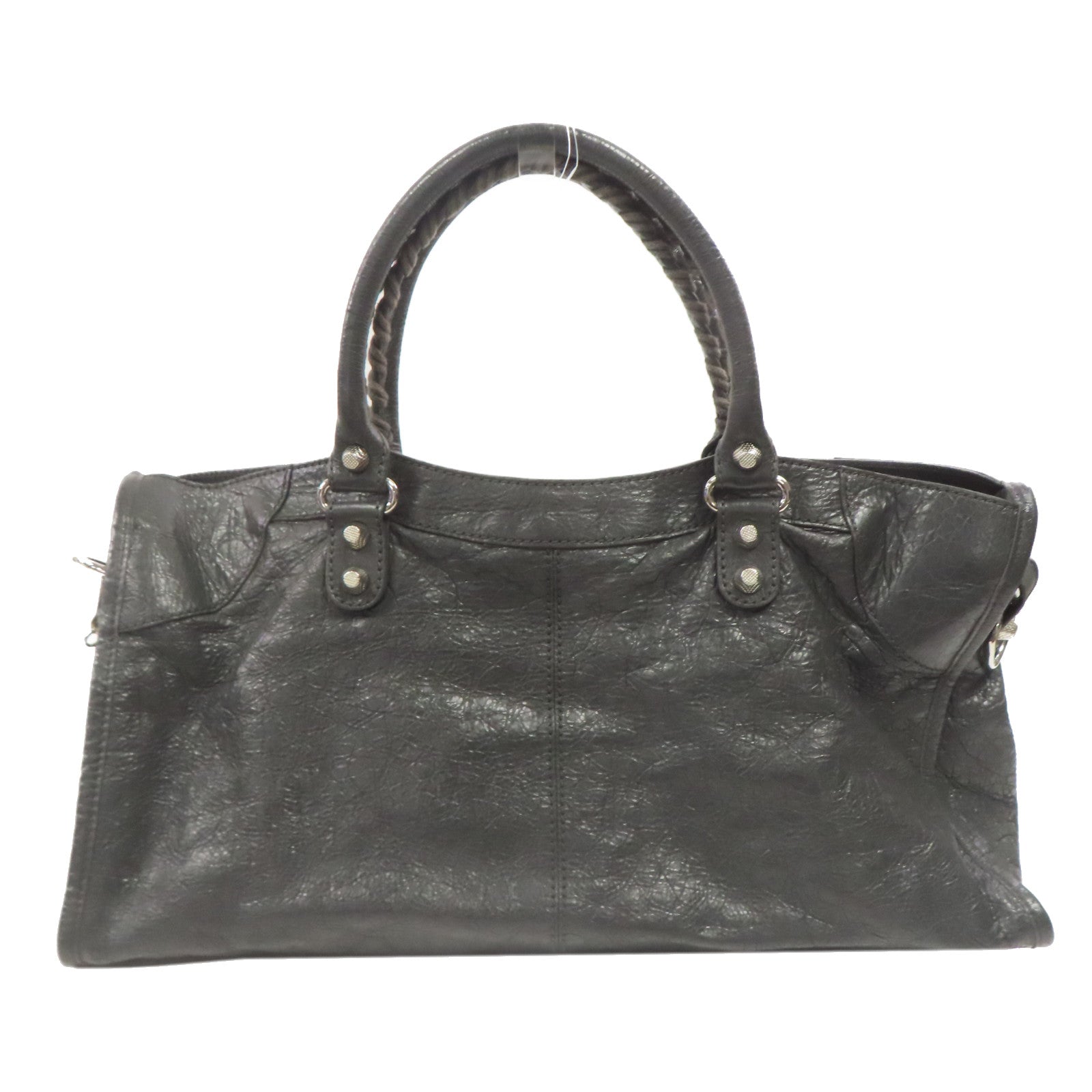 BALENCIAGA 牛皮皮革Giant Part Time銀扣手挽肩背兩用袋灰色