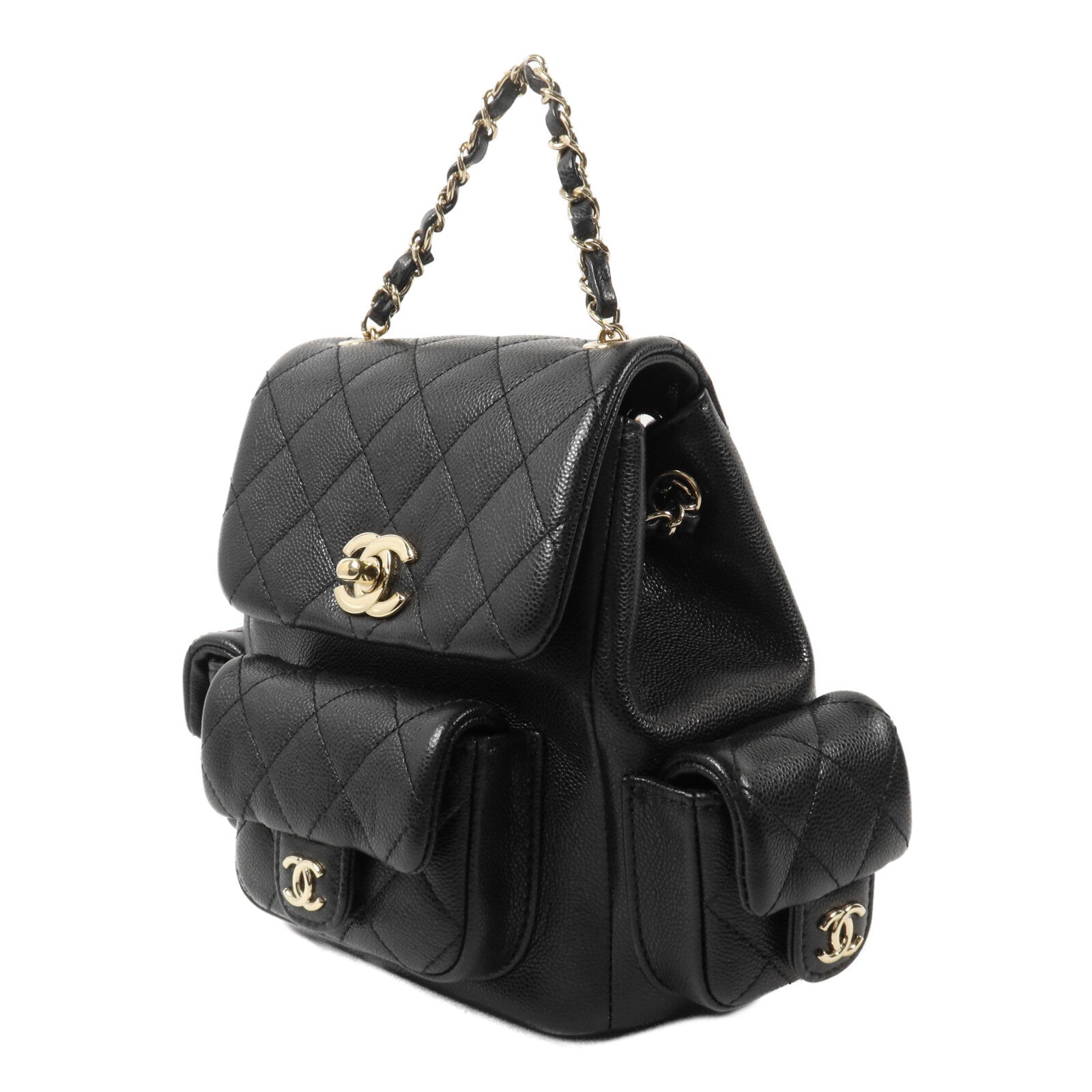CHANEL 牛皮皮革Duma Backpack鏈帶背包