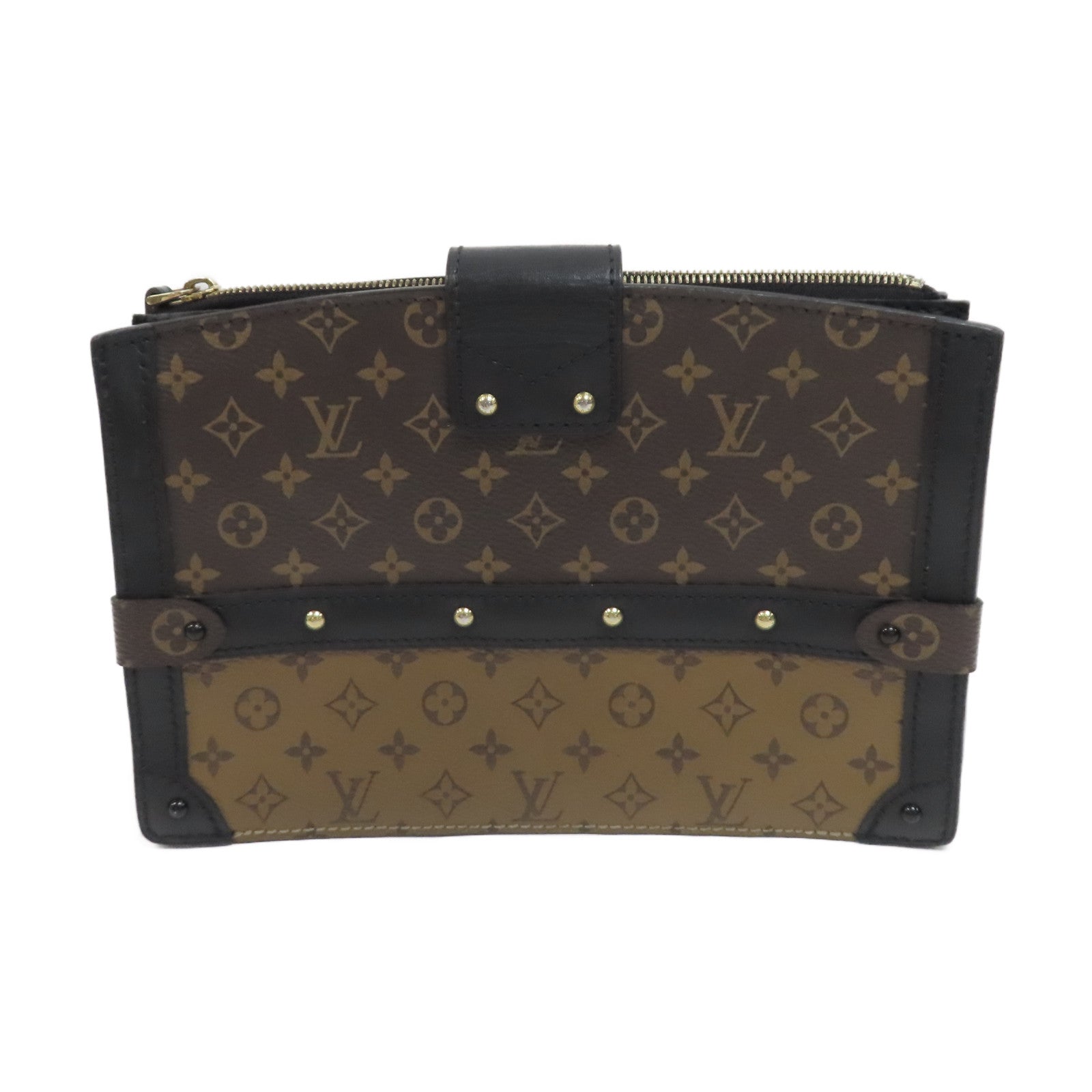 LOUIS VUITTON (PRICE DOWN) LV GHW Trunk Clutch Crossbody Bag Shoulder Monogram M43596 Brown