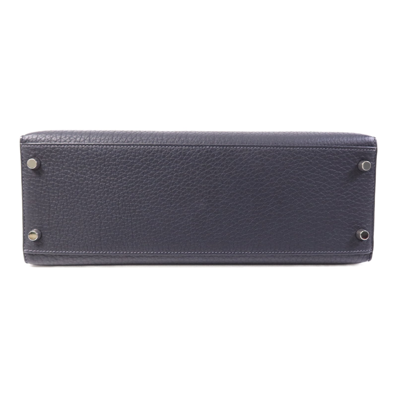HERMES Fjord皮革Kelly 32銀扣手挽肩背兩用袋Navy