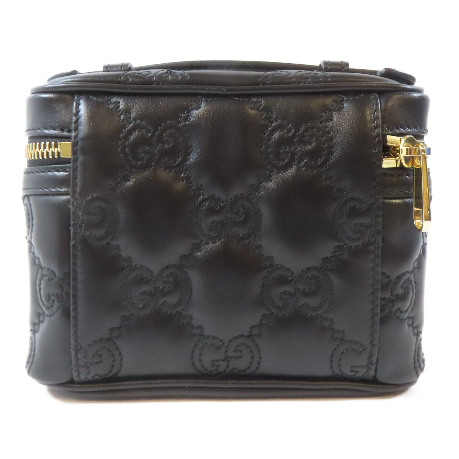 GUCCI 牛皮皮革GG Matelasse Top Handle Mini Bag金扣手挽肩背兩用袋黑色