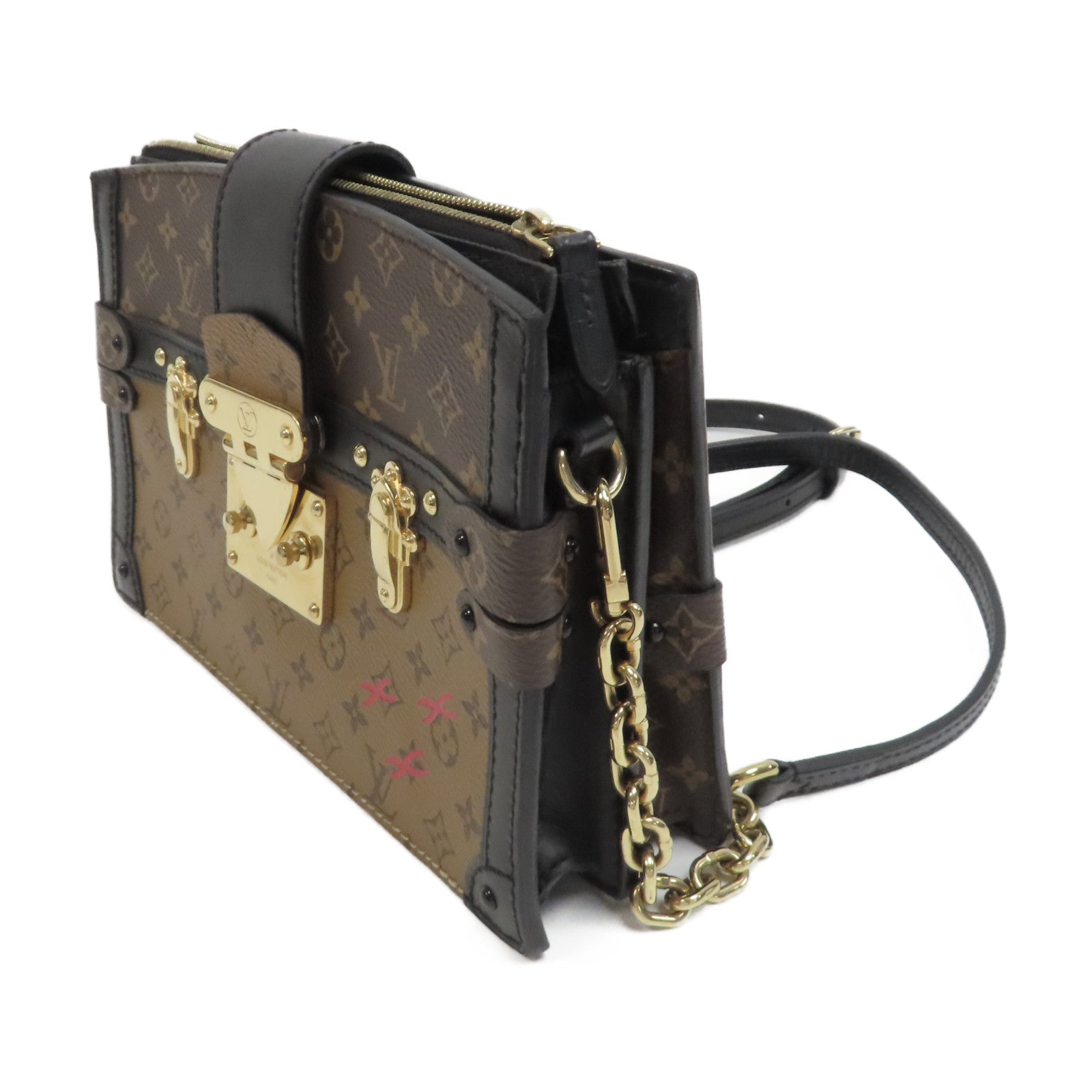 LOUIS VUITTON (PRICE DOWN) LV GHW Trunk Clutch Crossbody Bag Shoulder Monogram M43596 Brown