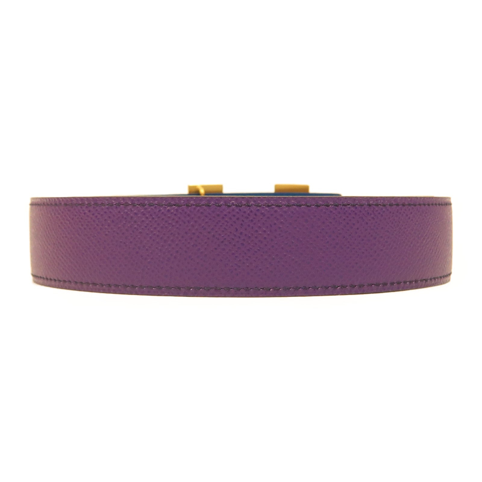 HERMES Epsom皮革H Belt 85Cm金扣皮帶紫色/紫色