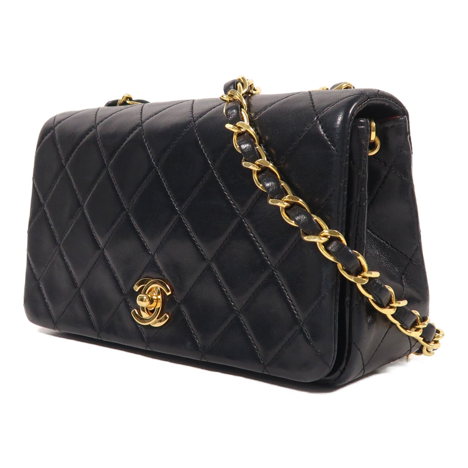 CHANEL 羊皮皮革Vintage Chain Shoulder金扣鏈帶肩背袋