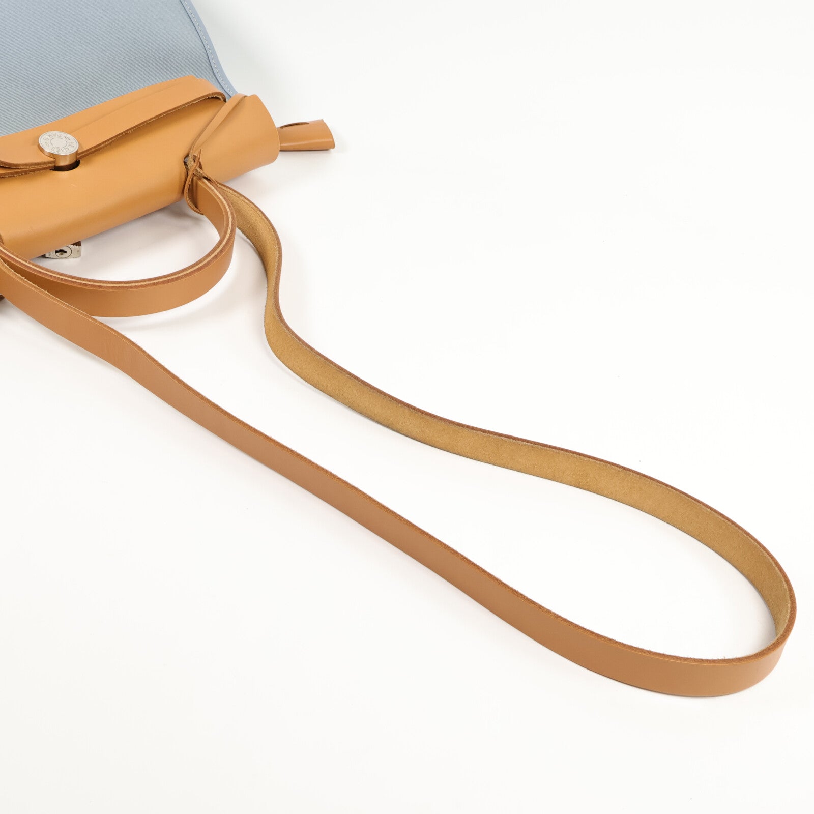 HERMES 帆布Herbag PM手挽肩背兩用袋Blue Lin/Naturel