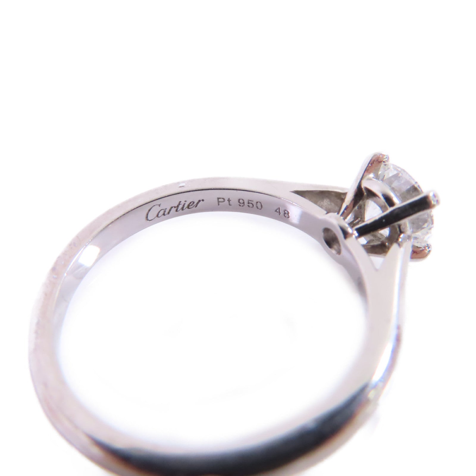 CARTIER PT950鉑金/0.55ct鑽石Diamond Engagement Ring戒指US#4.25/#48