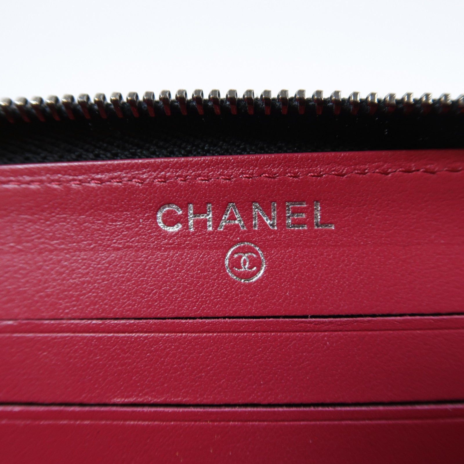 CHANEL 【激減優惠】斜紋牛皮皮革Zipper Wallet金扣拉鍊錢包黑色