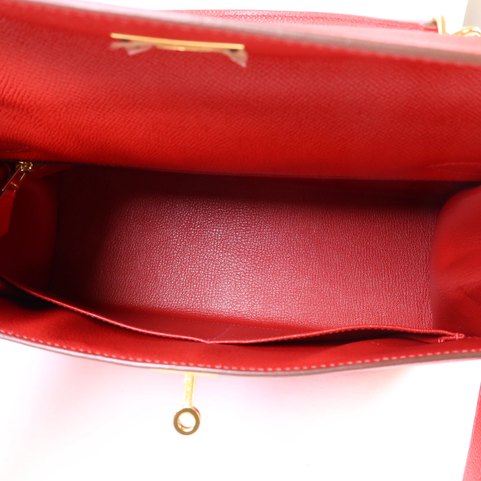 HERMES Epsom皮革Kelly 32金扣手挽肩背兩用袋Rouge Casaque