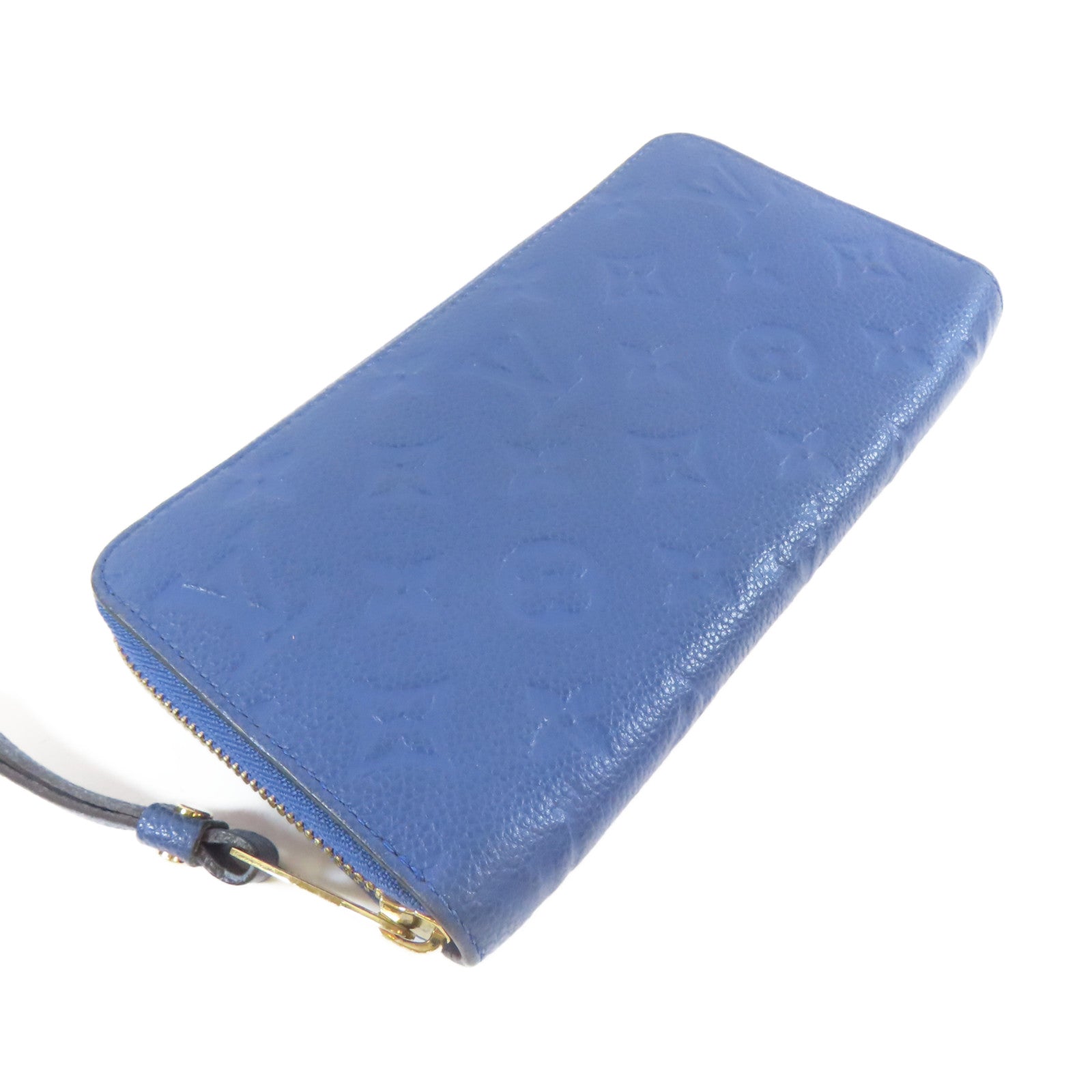 LOUIS VUITTON 【激減優惠】Monogram Empreinte Zipper Long Wallet 金扣L形拉藍色鍊長錢包