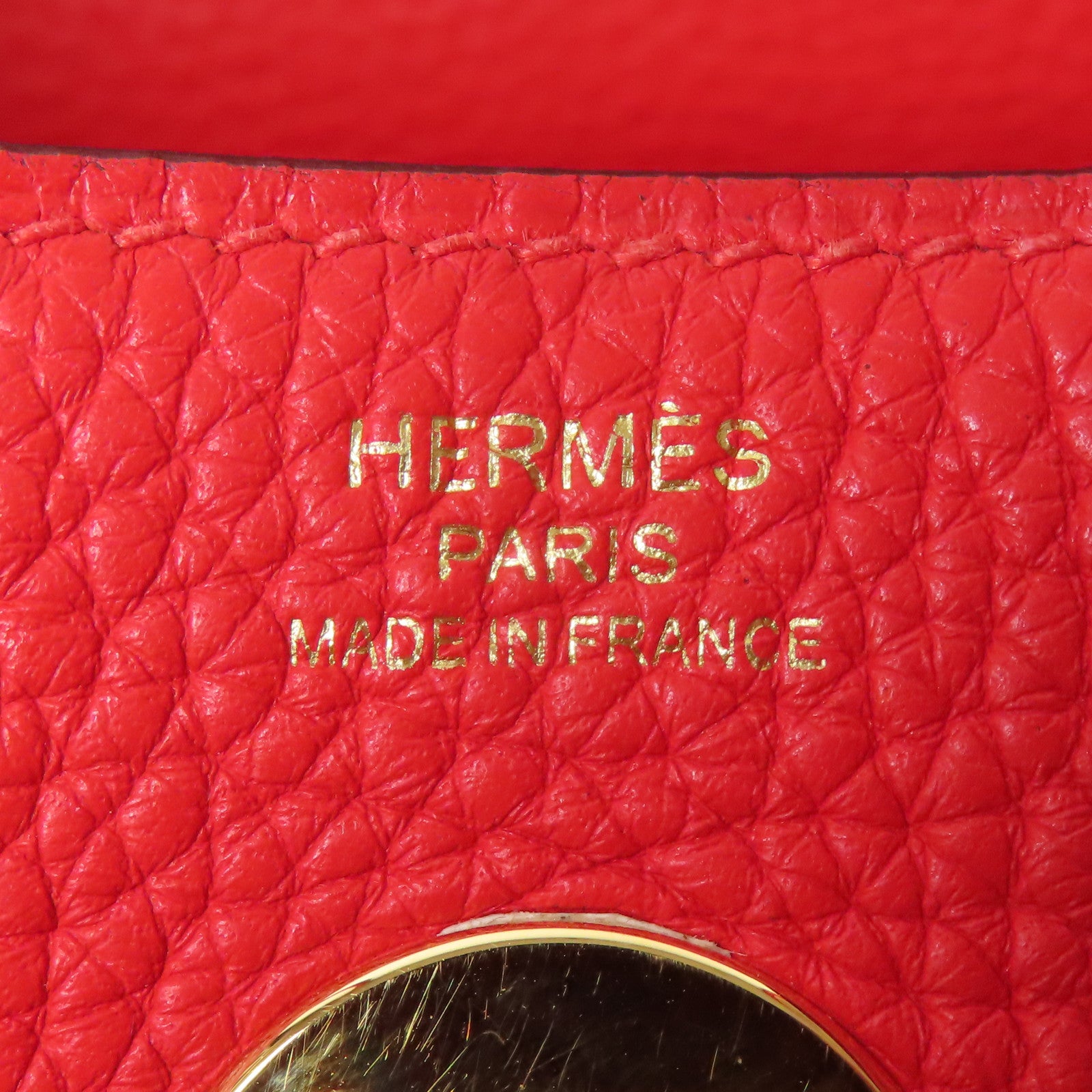 HERMES Clemence皮革Lindy 26金扣手挽肩背兩用袋Rouge Tomate
