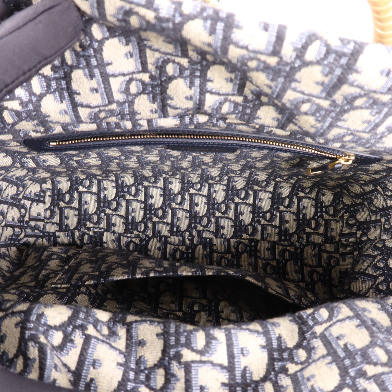 Dior 帆布/藤料Wicker金扣手挽肩背兩用袋