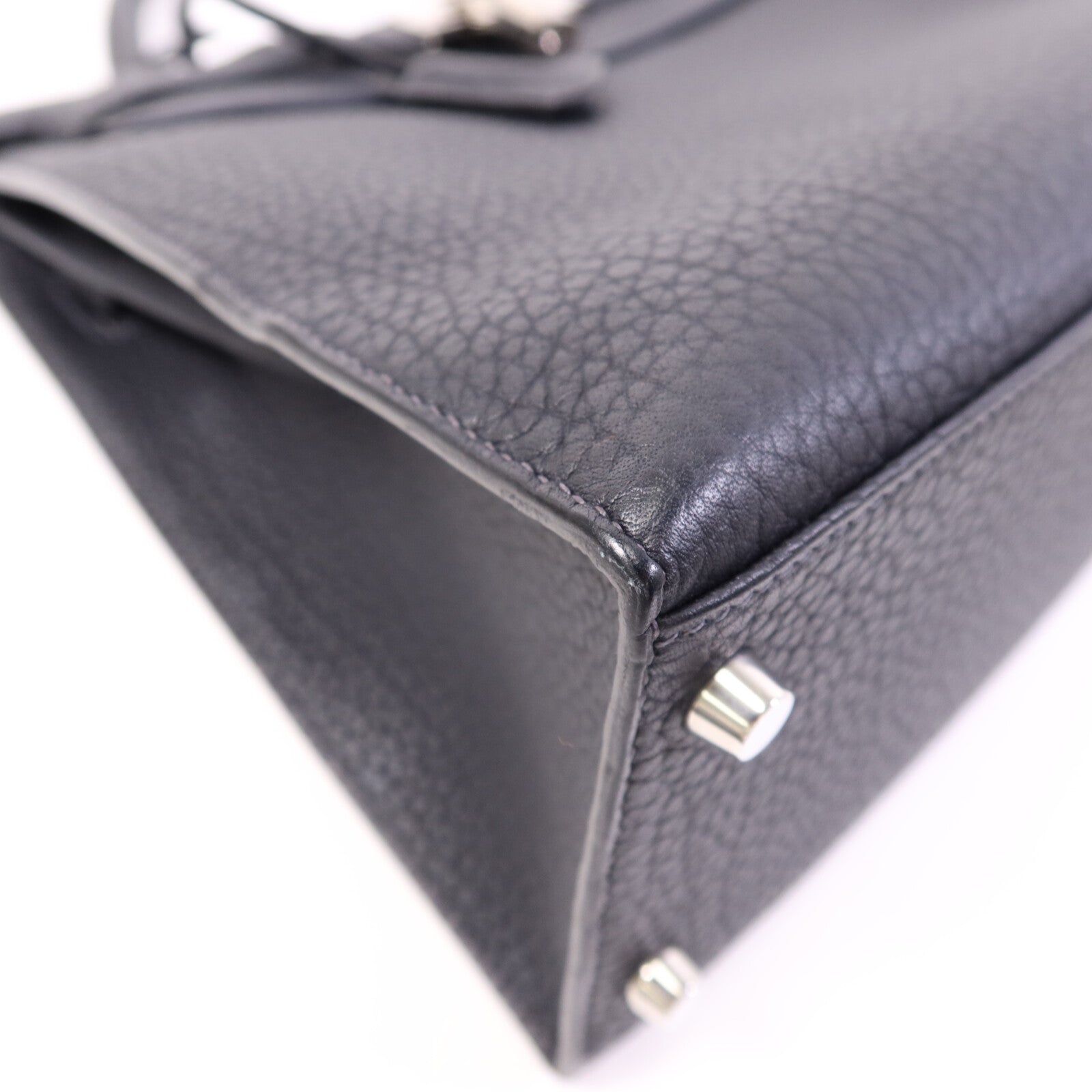 HERMES Fjord皮革Kelly 32銀扣手挽肩背兩用袋Navy