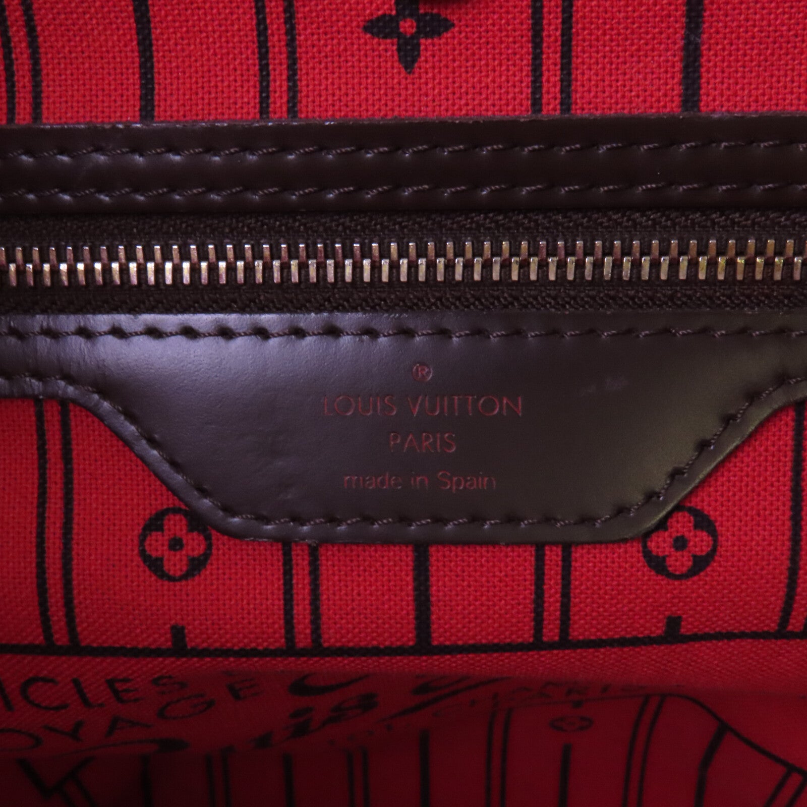 LOUIS VUITTON Damier Ebene Neverfull MM金扣肩背袋