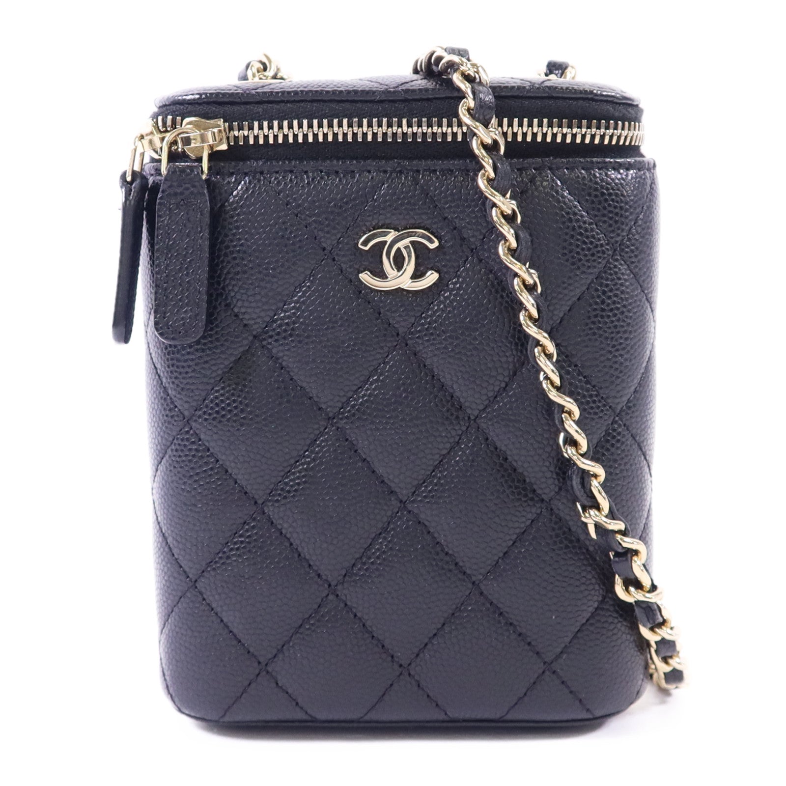 CHANEL 牛皮皮革Chain Shoulder金扣鏈帶肩背袋