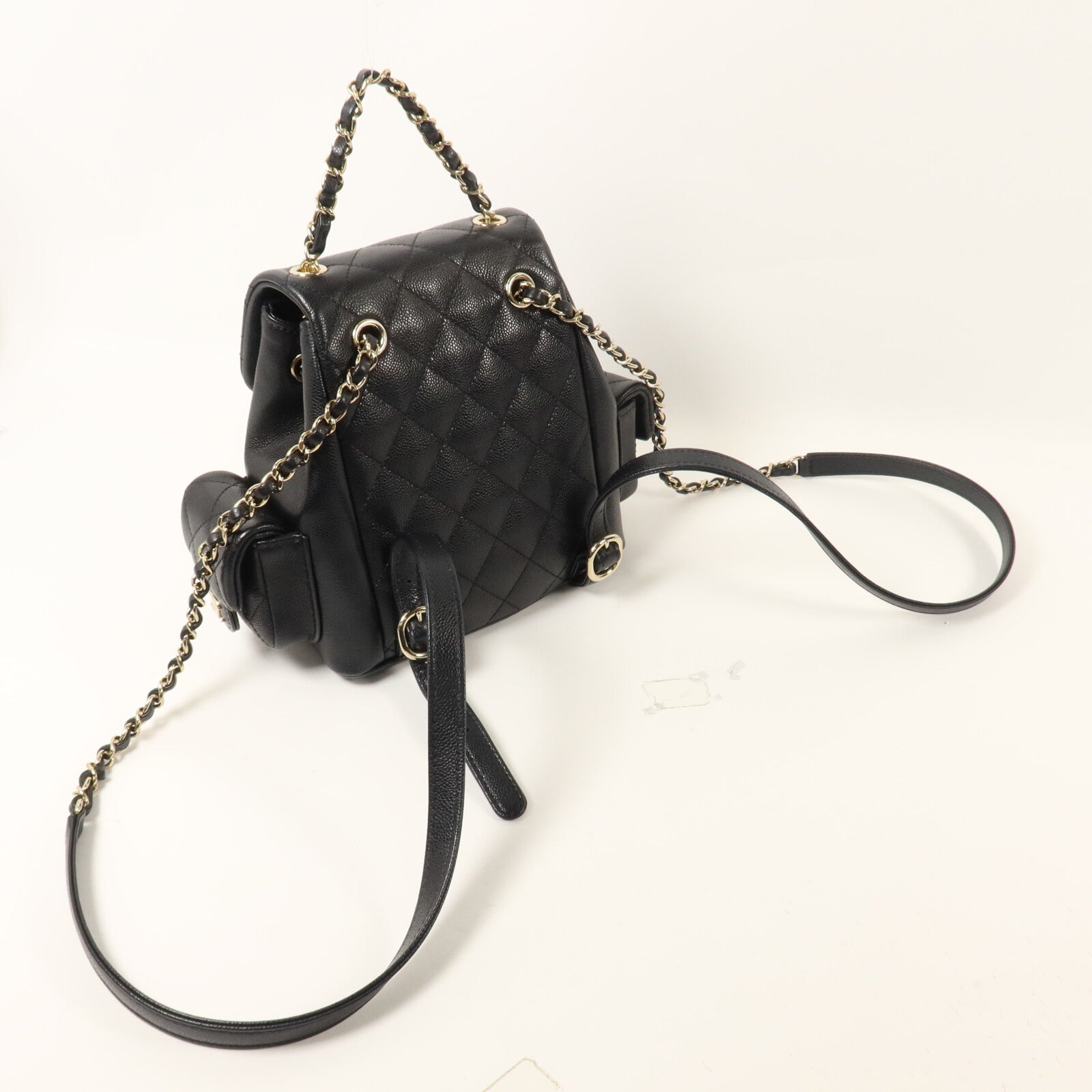 CHANEL 牛皮皮革Duma Backpack鏈帶背包