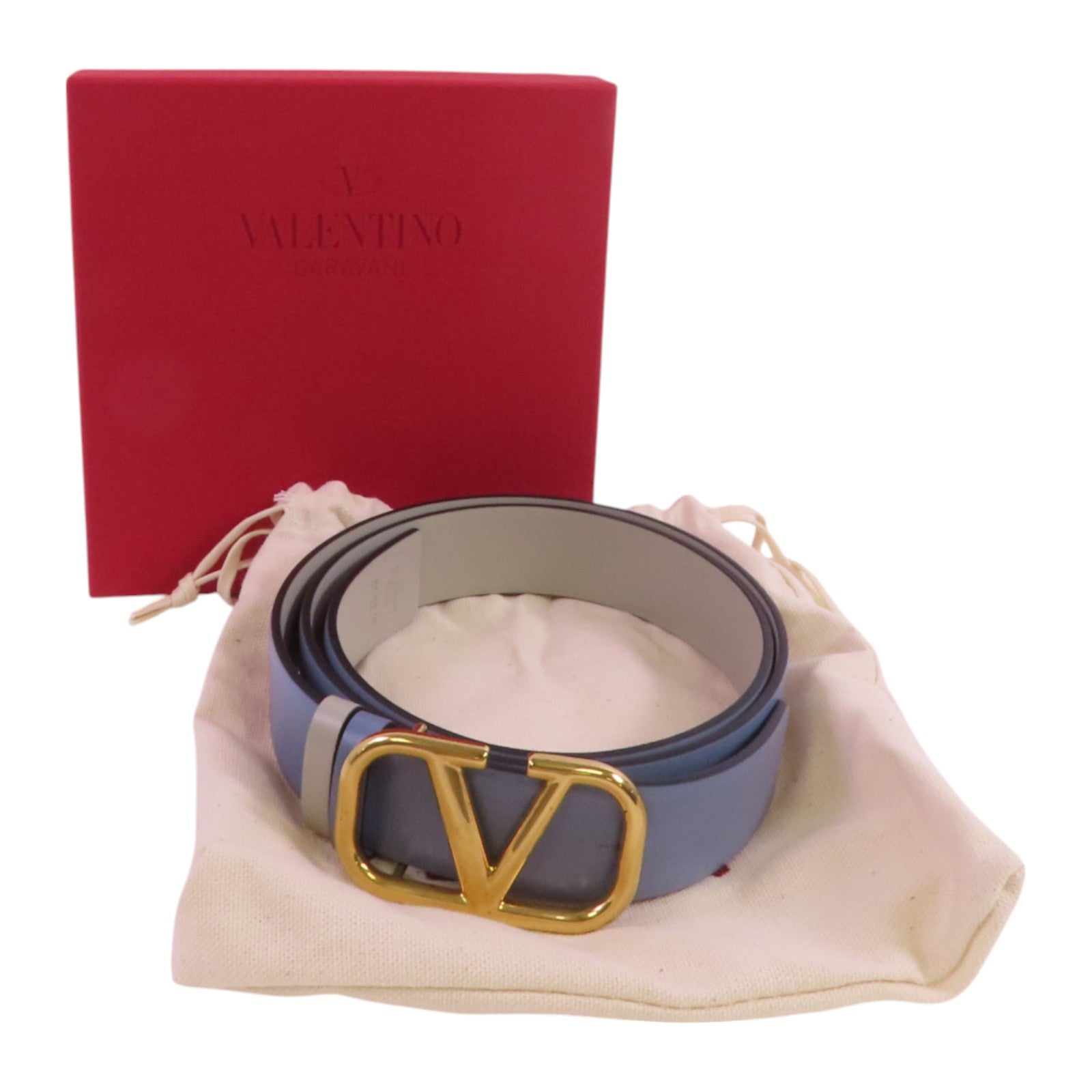 Valentino 牛皮皮革Belt金扣皮帶