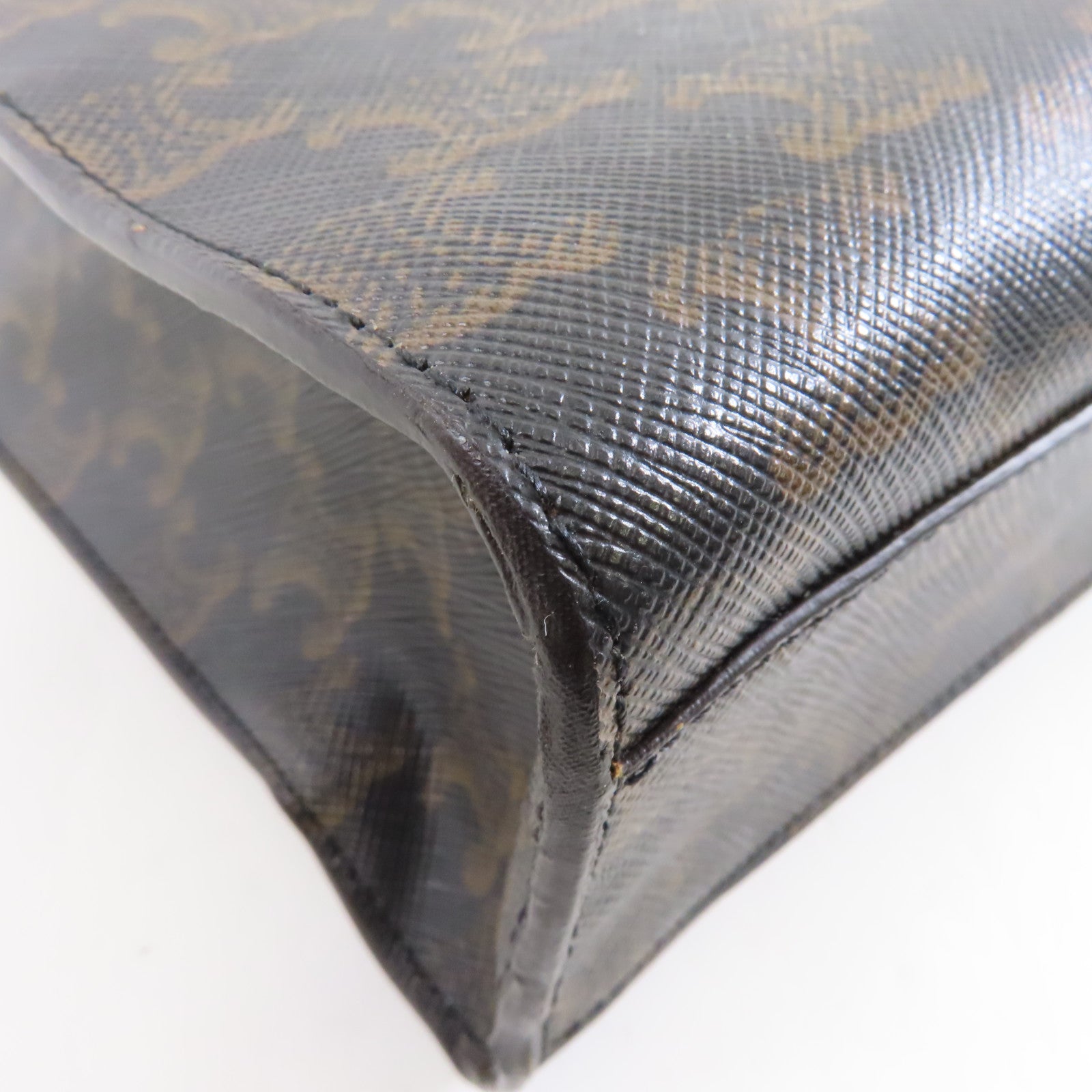 CELINE 塗層帆布Small Cabas Vertical Triomphe金扣肩背袋啡色