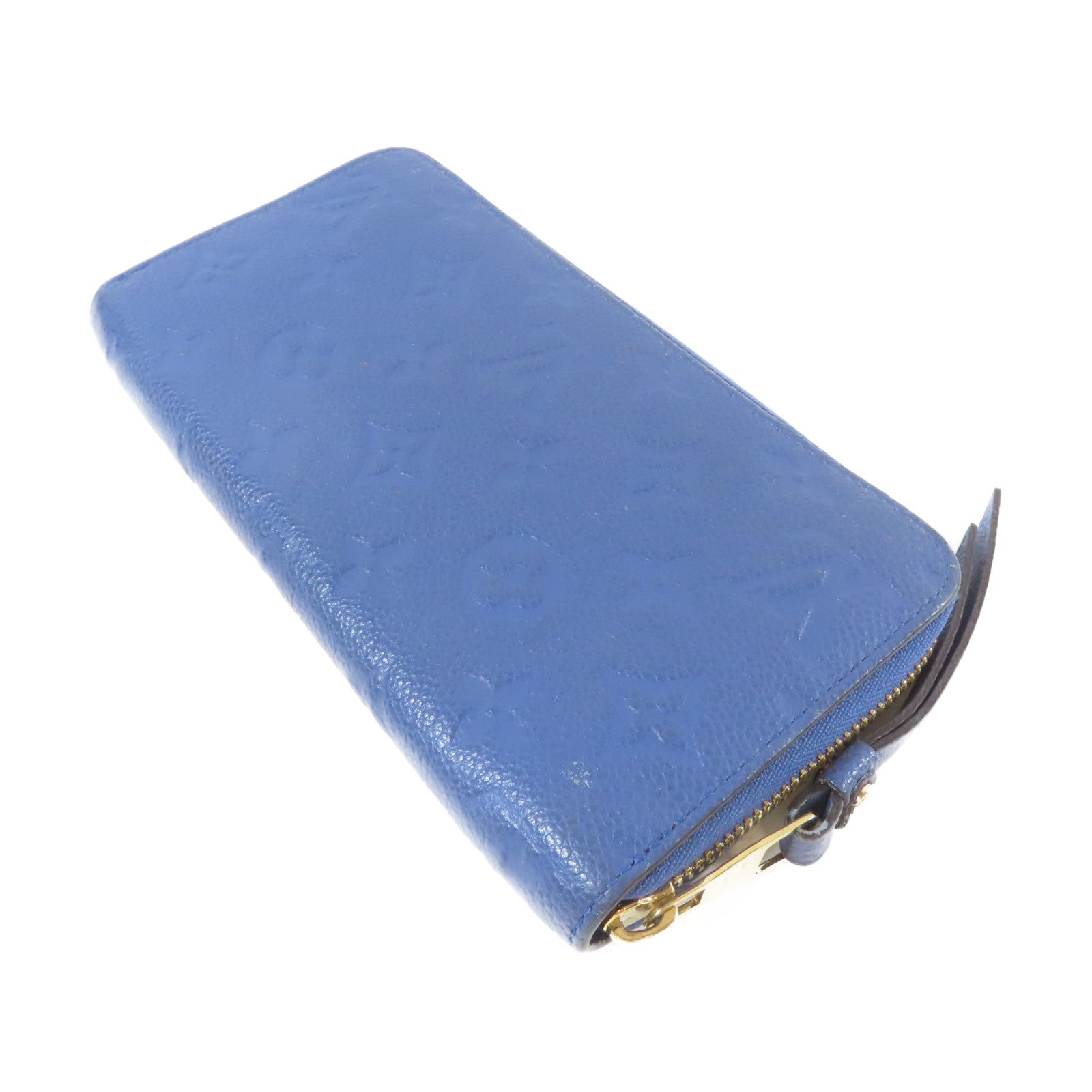 LOUIS VUITTON 【激減優惠】Monogram Empreinte Zipper Long Wallet 金扣L形拉藍色鍊長錢包