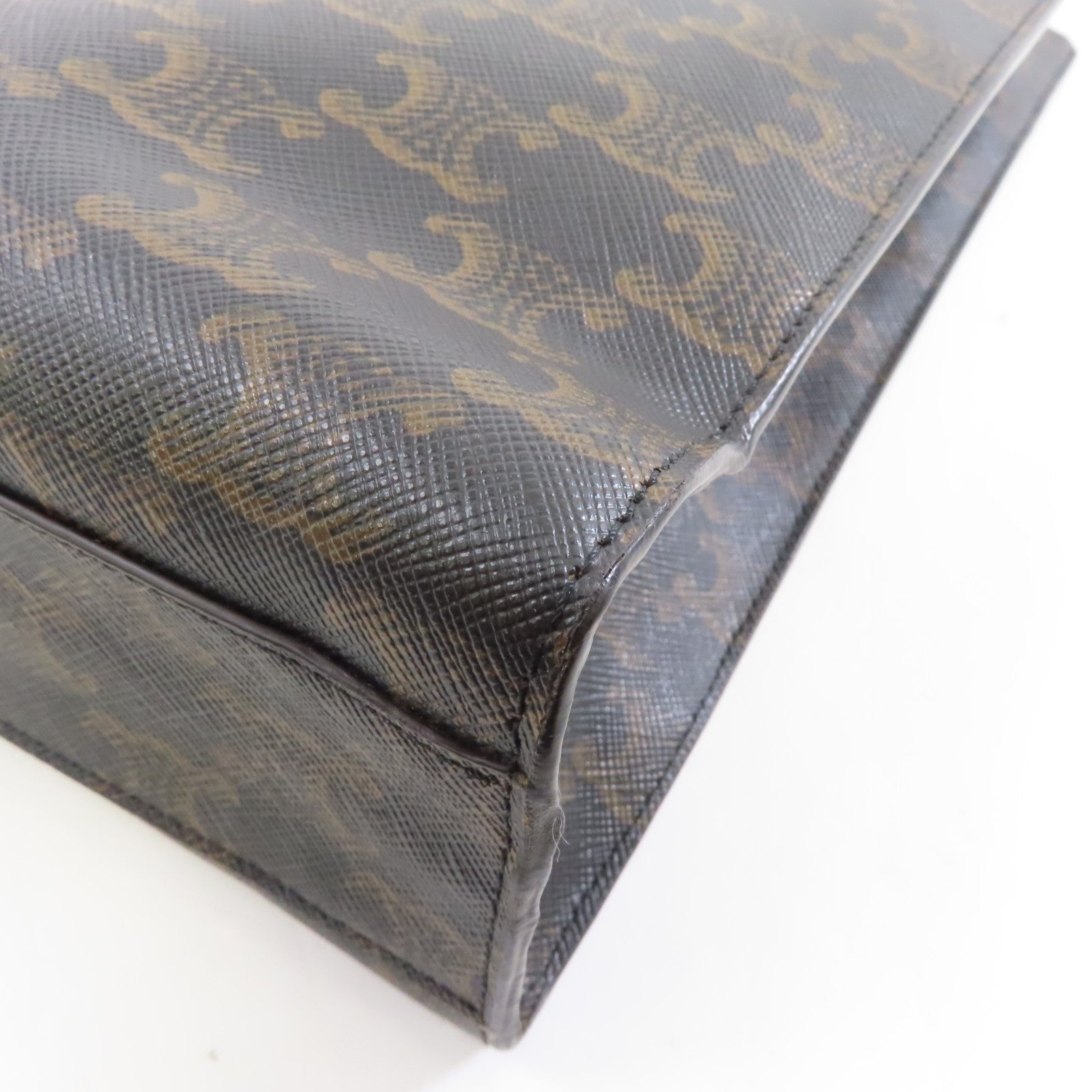 CELINE 塗層帆布Small Cabas Vertical Triomphe金扣肩背袋啡色